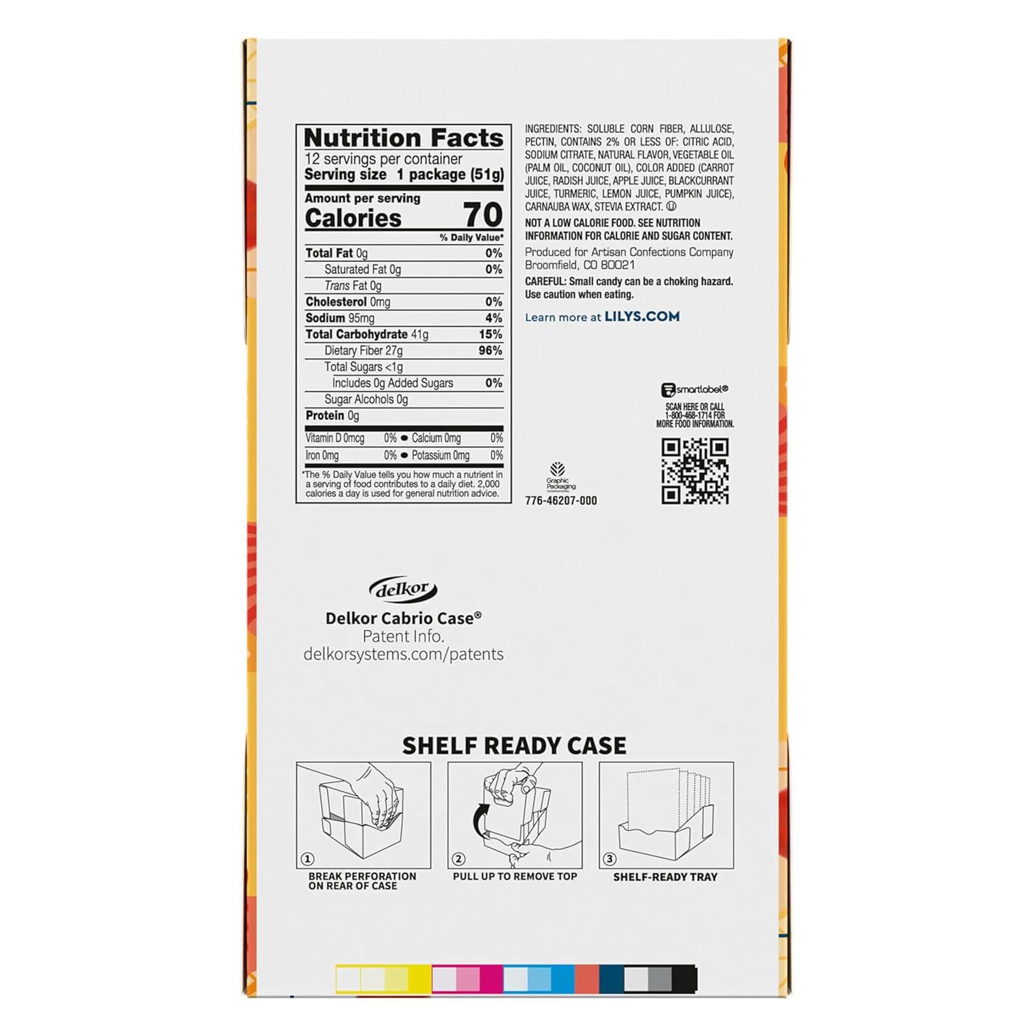 imageLILYS Assorted Fruit Flavored No Sugar Added Gummy Bears Bags 18 oz 12 CountAssorted Fruit Flavored