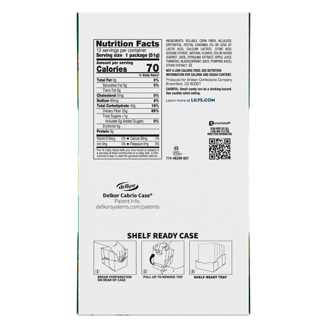 imageLILYS Assorted Fruit Flavored No Sugar Added Gummy Bears Bags 18 oz 12 CountSour Gummy Worms