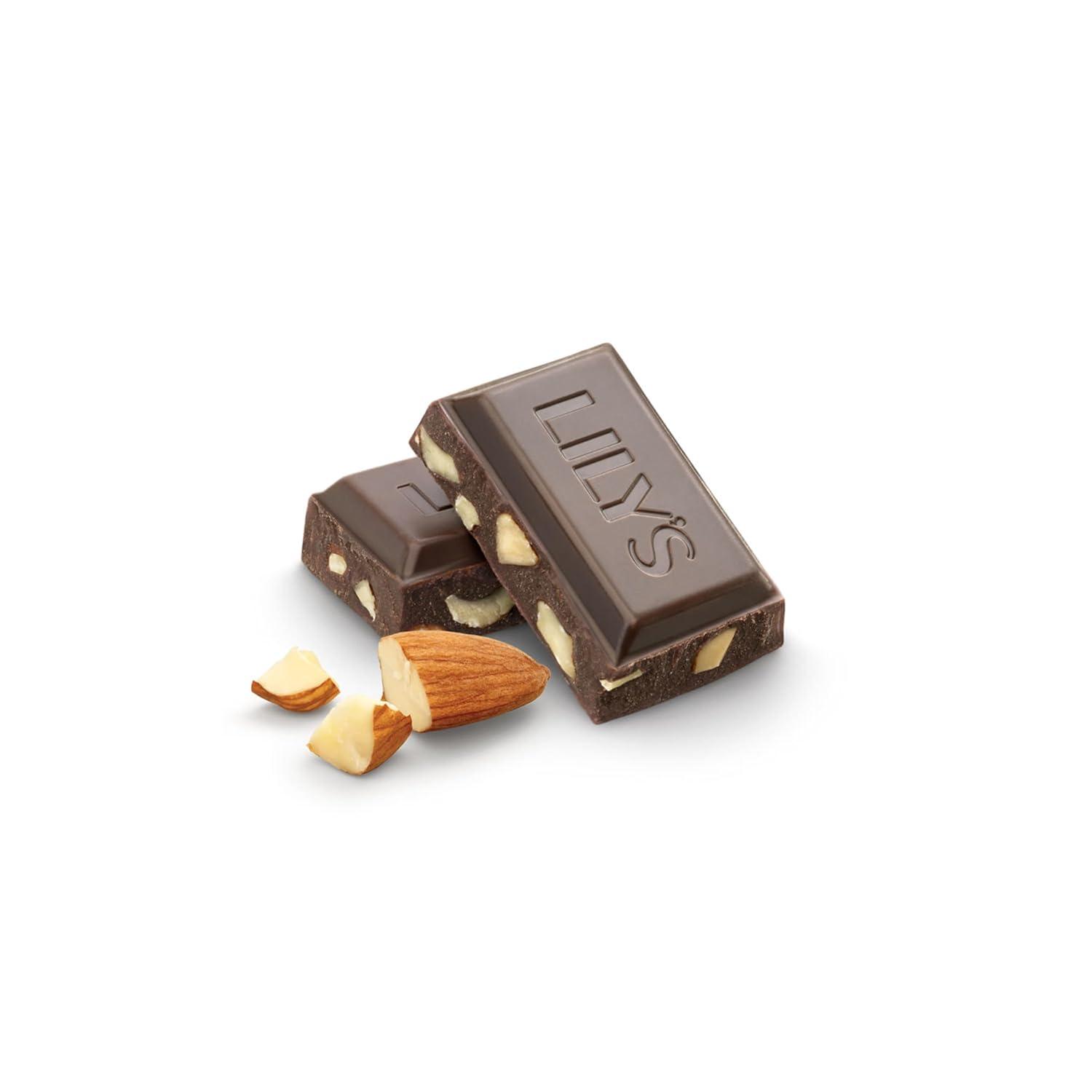 imageLILYS Extra Dark Chocolate Style No Sugar Added Sweets Bars 28 oz 12 CountAlmond Dark Chocolate Style