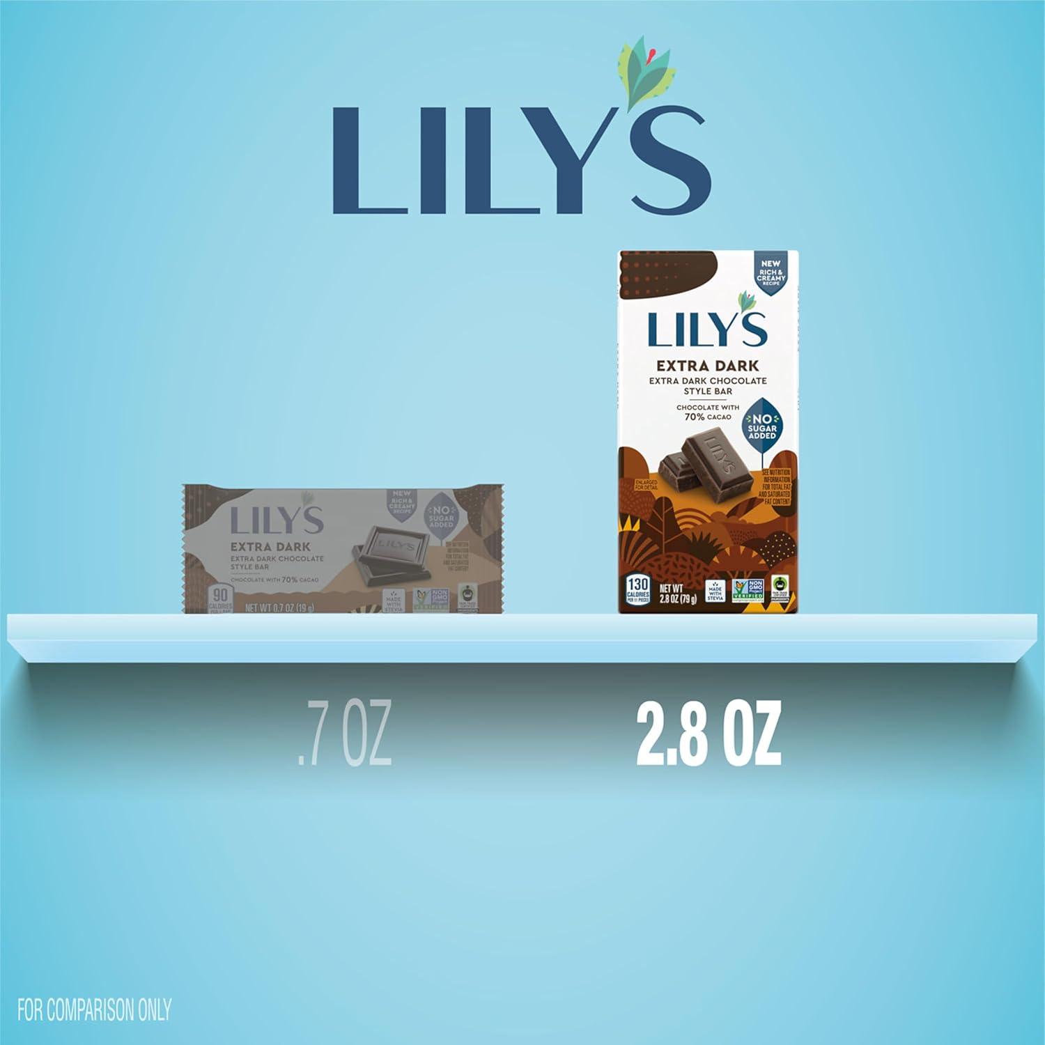 imageLILYS Extra Dark Chocolate Style No Sugar Added Sweets Bars 28 oz 12 CountExtra Dark Chocolate Style