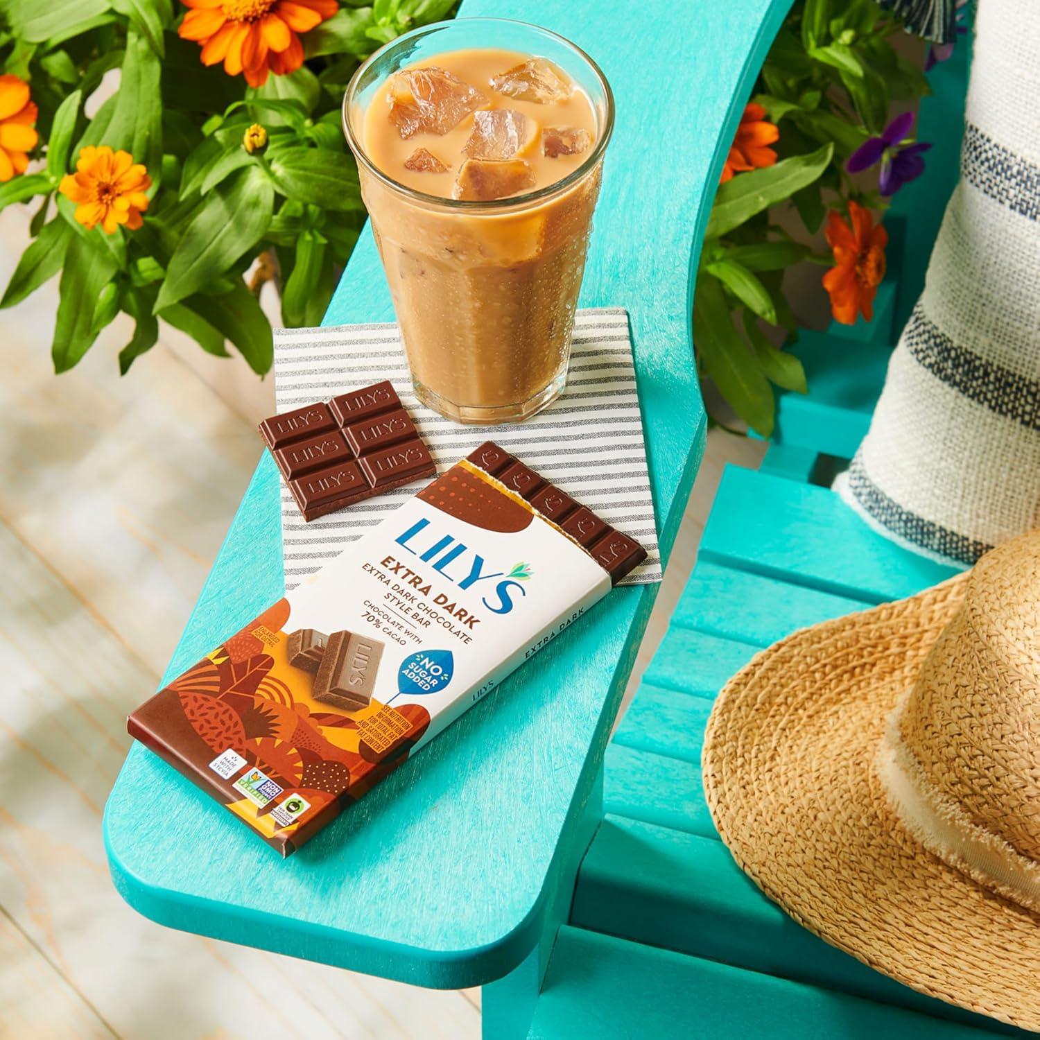imageLILYS Extra Dark Chocolate Style No Sugar Added Sweets Bars 28 oz 12 CountExtra Dark Chocolate Style