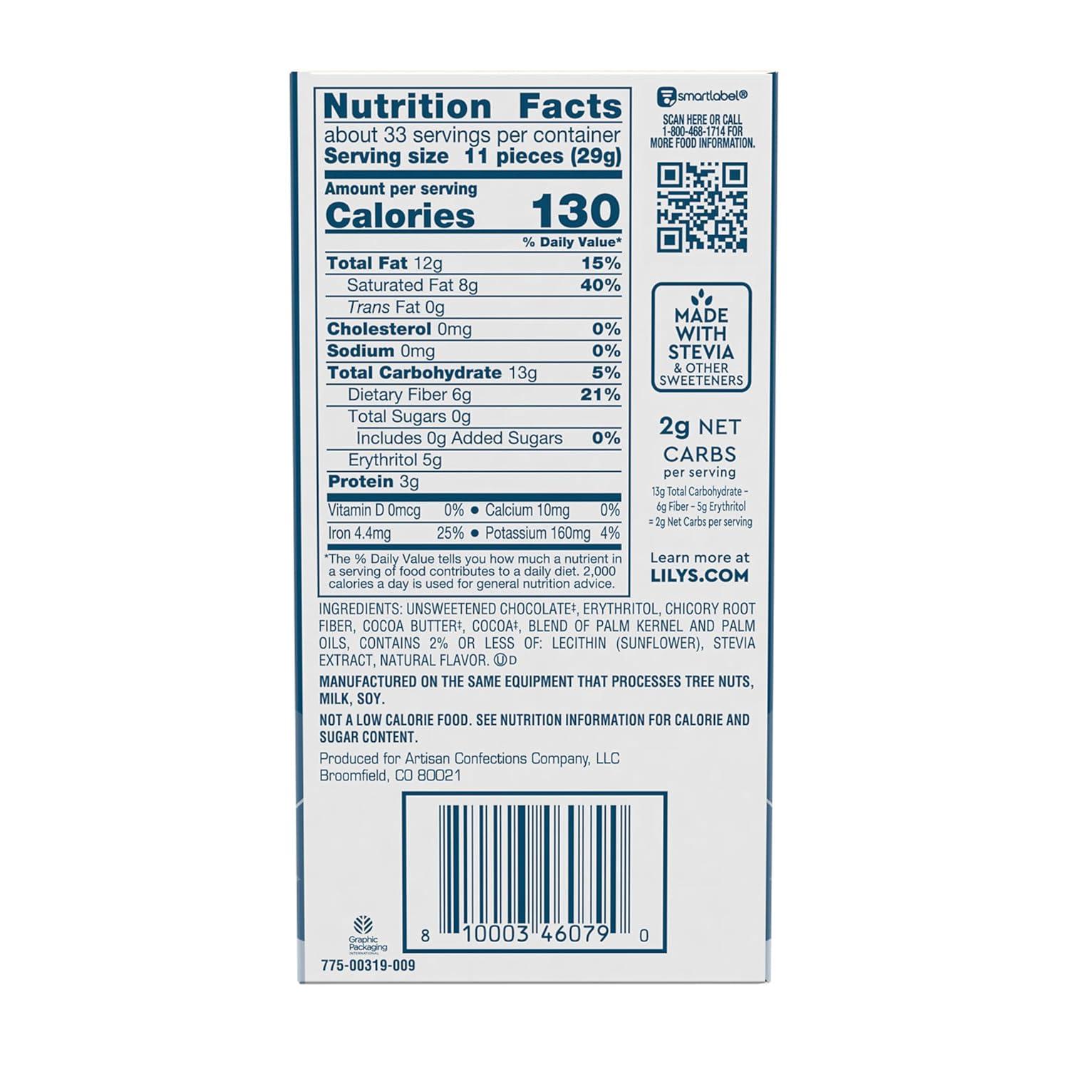 imageLILYS Extra Dark Chocolate Style No Sugar Added Sweets Bars 28 oz 12 CountExtra Dark Chocolate Style
