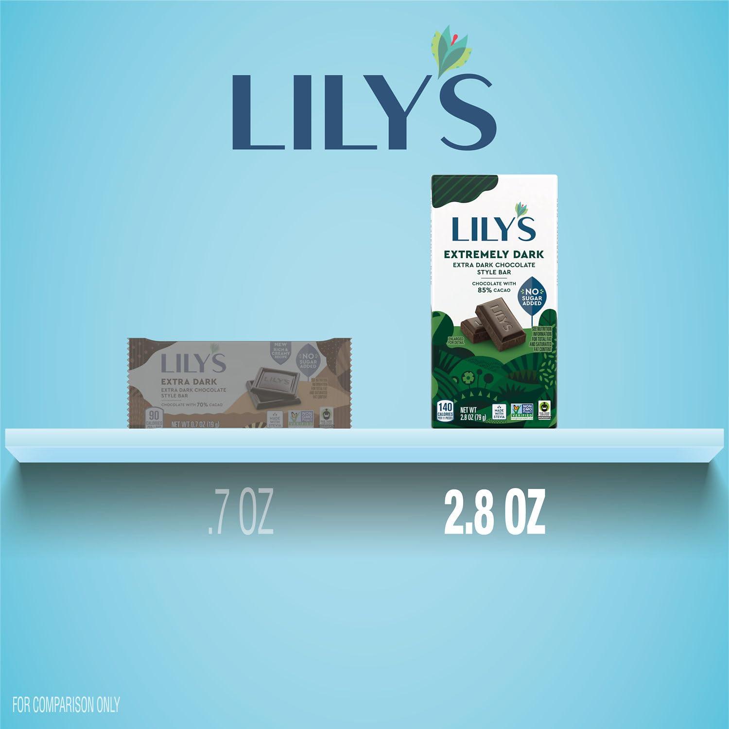 imageLILYS Extra Dark Chocolate Style No Sugar Added Sweets Bars 28 oz 12 CountExtremely Dark Extra Dark Chocolate