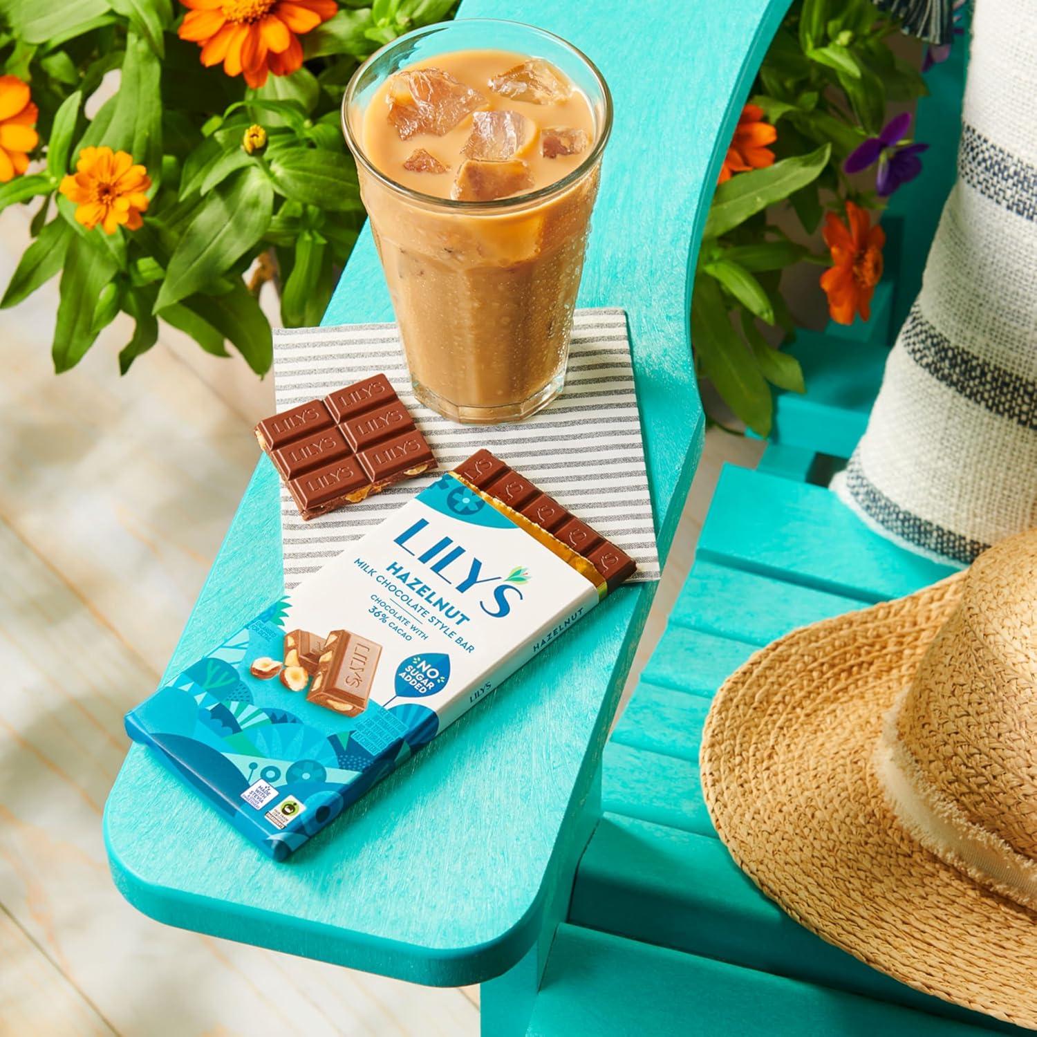 imageLILYS Hazelnut Milk Chocolate Style No Sugar Added Sweets Bars 28 oz 12 CountHazelnut Milk Chocolate Style