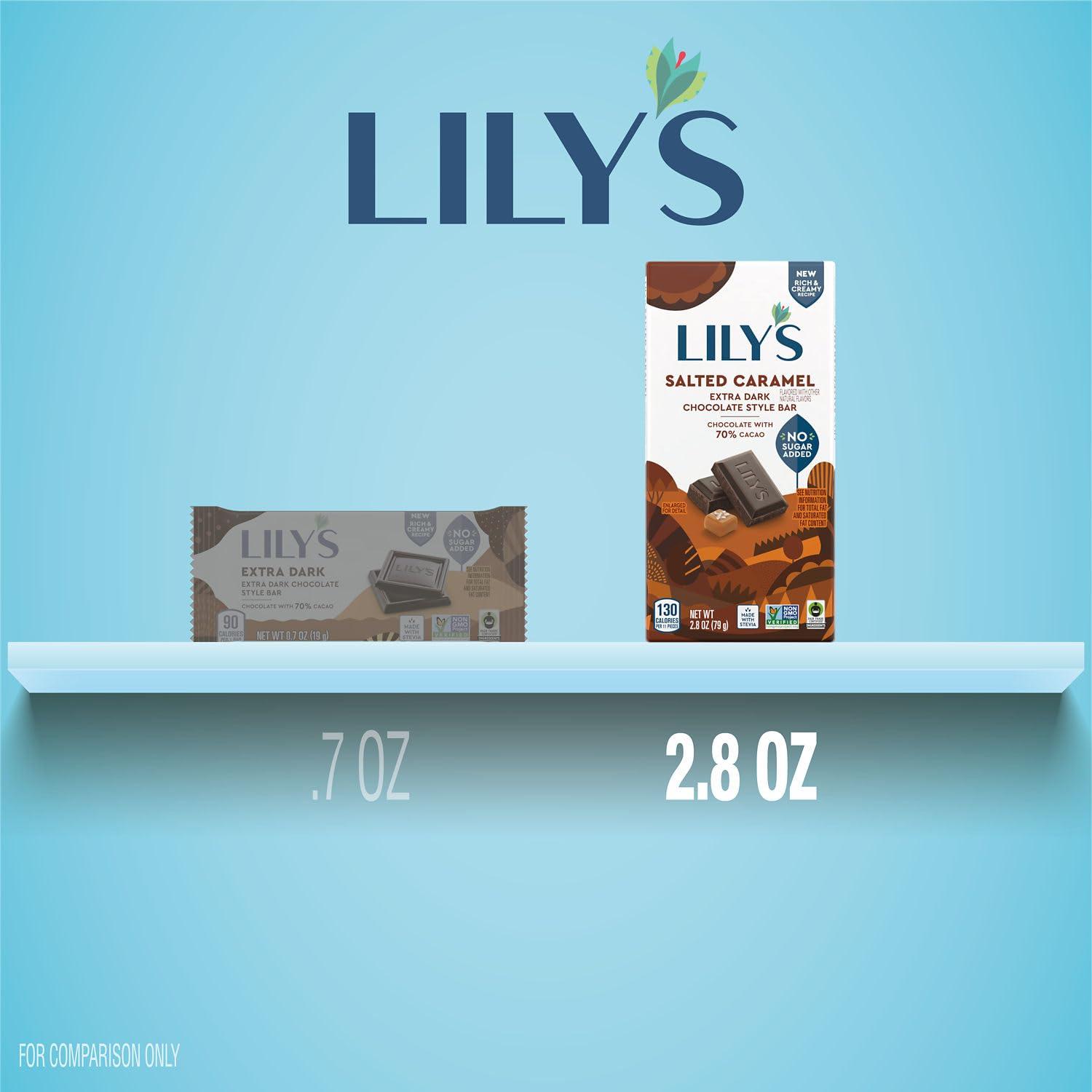 imageLILYS Salted Caramel Extra Dark Chocolate Style No Sugar Added Sweets Bars 28 oz 12 Count