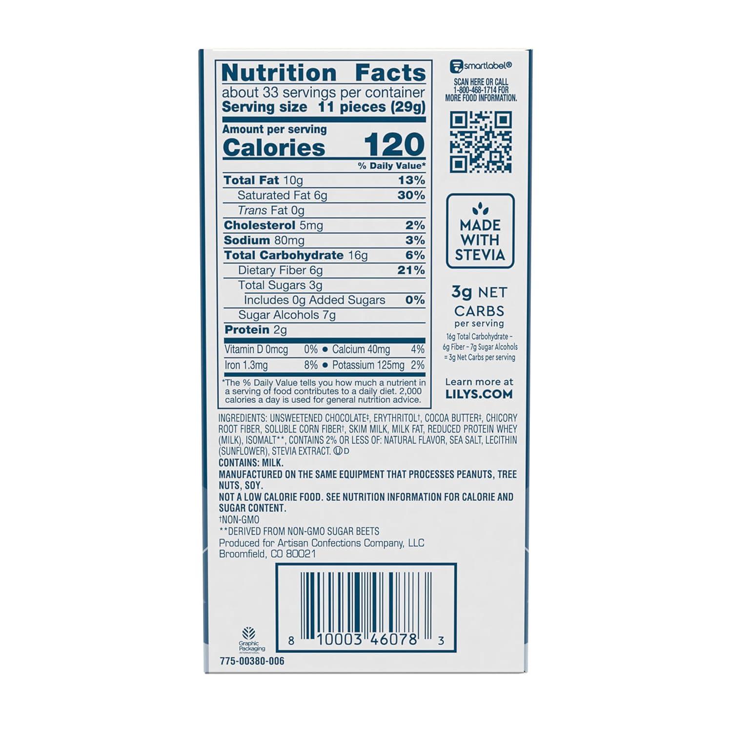 imageLILYS Salted Caramel Milk Chocolate Style No Sugar Added Sweets Bars 28 oz 12 CountSalted Caramel Milk Chocolate Style