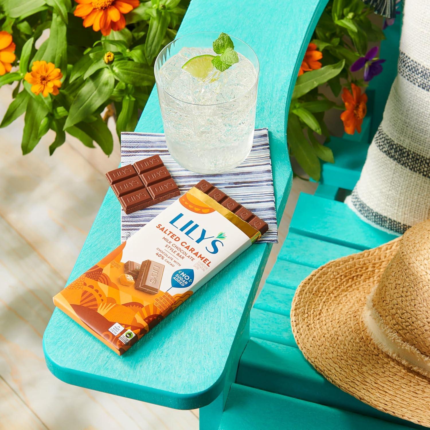 imageLILYS Salted Caramel Milk Chocolate Style No Sugar Added Sweets Bars 28 oz 12 CountSalted Caramel Milk Chocolate Style