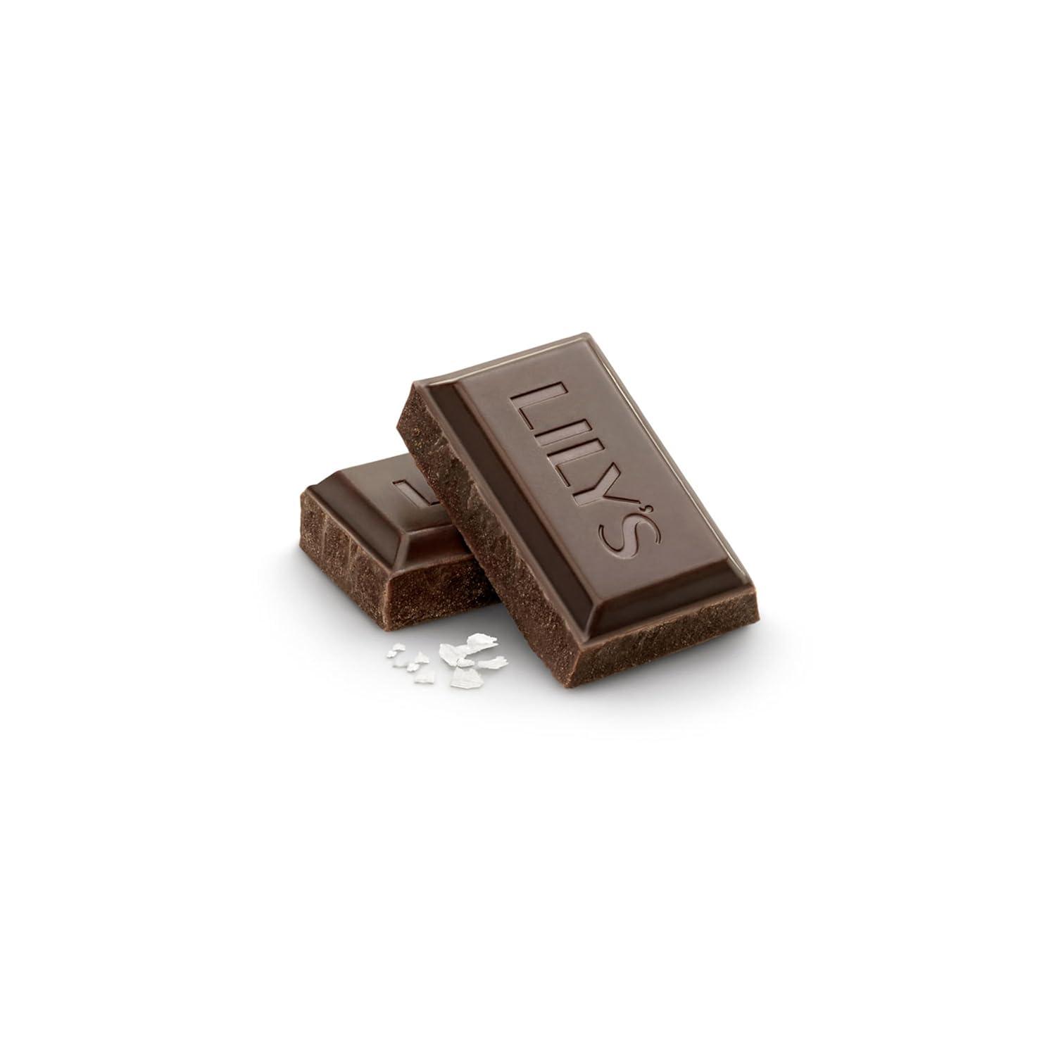 imageLILYS Sea Salt Extra Dark Chocolate Style No Sugar Added Sweets Bars 28 oz 12 Count