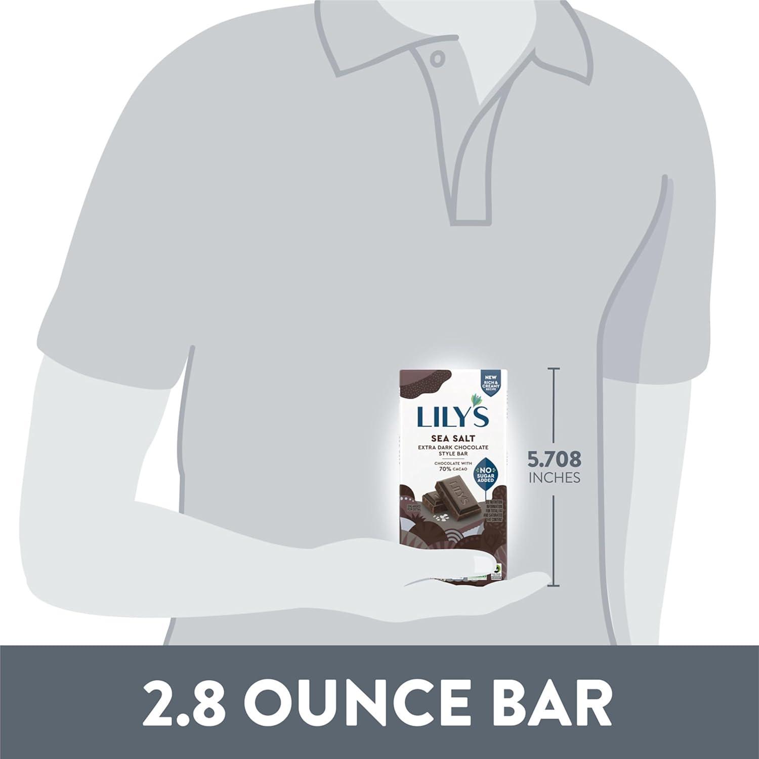 imageLILYS Sea Salt Extra Dark Chocolate Style No Sugar Added Sweets Bars 28 oz 12 Count
