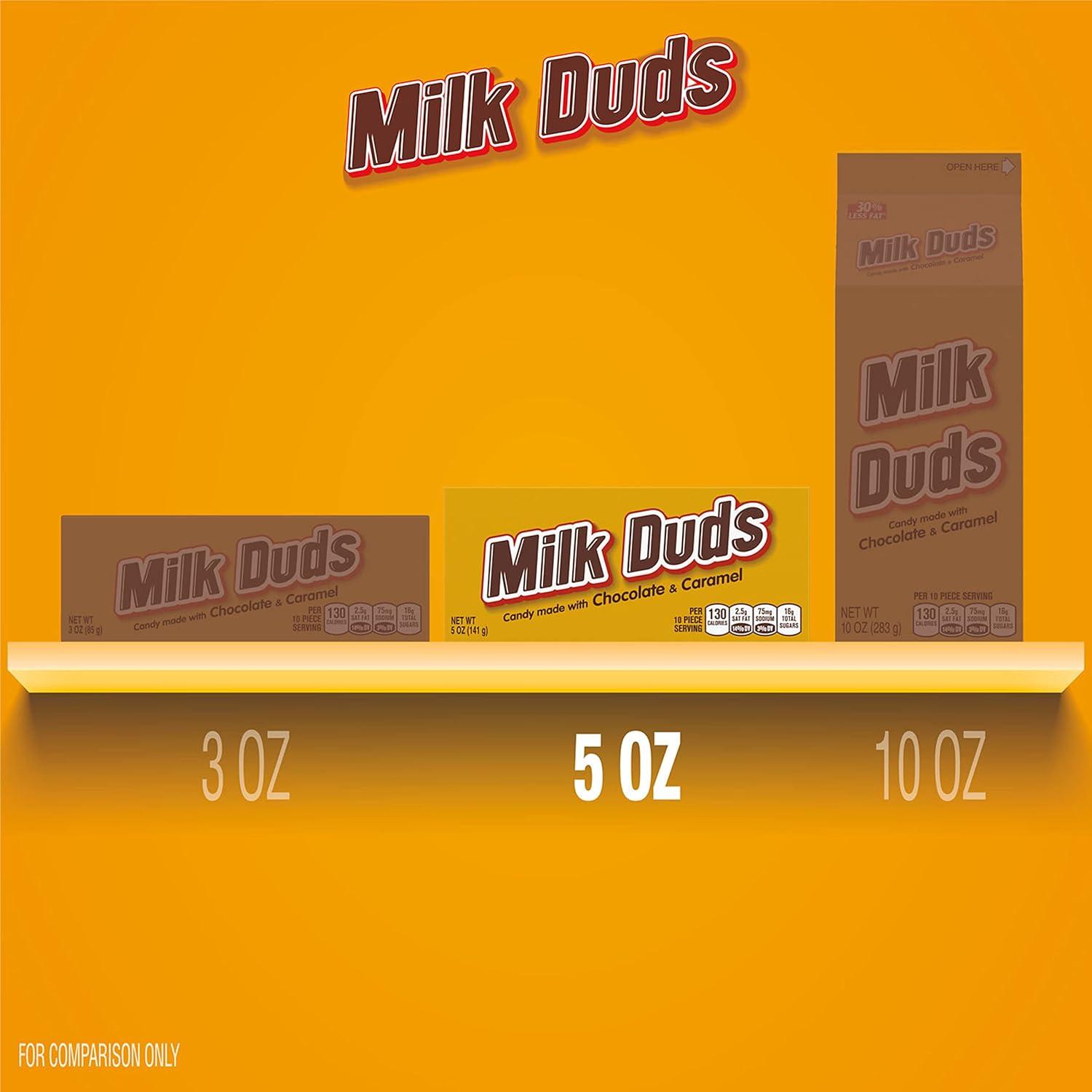 imageMILK DUDS Chocolate and Caramel Candy Boxes 5 oz 12 CountChocolate and Caramel