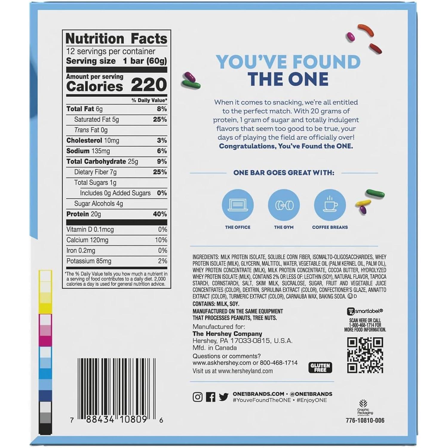 imageONE Protein Bars Blueberry Cobbler Gluten Free with 20g Protein and 1g Sugar Pantry Staples 212 oz 12 CountBirthday Cake