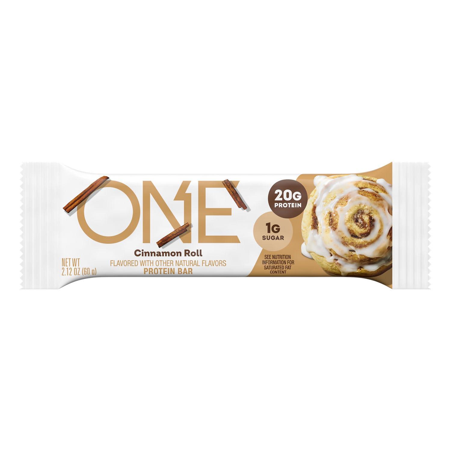 imageONE Protein Bars Blueberry Cobbler Gluten Free with 20g Protein and 1g Sugar Pantry Staples 212 oz 12 CountCinnamon Roll