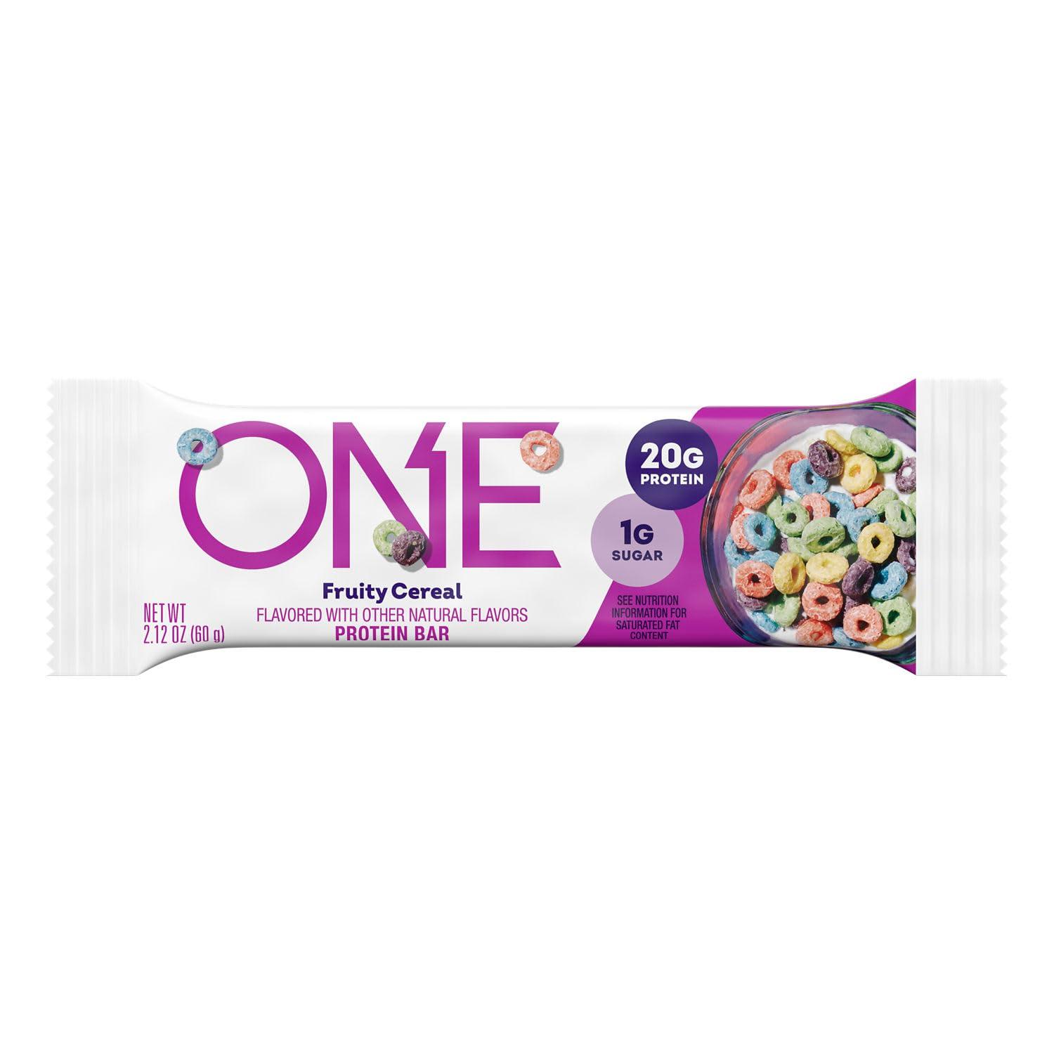 imageONE Protein Bars Blueberry Cobbler Gluten Free with 20g Protein and 1g Sugar Pantry Staples 212 oz 12 CountFruity Cereal
