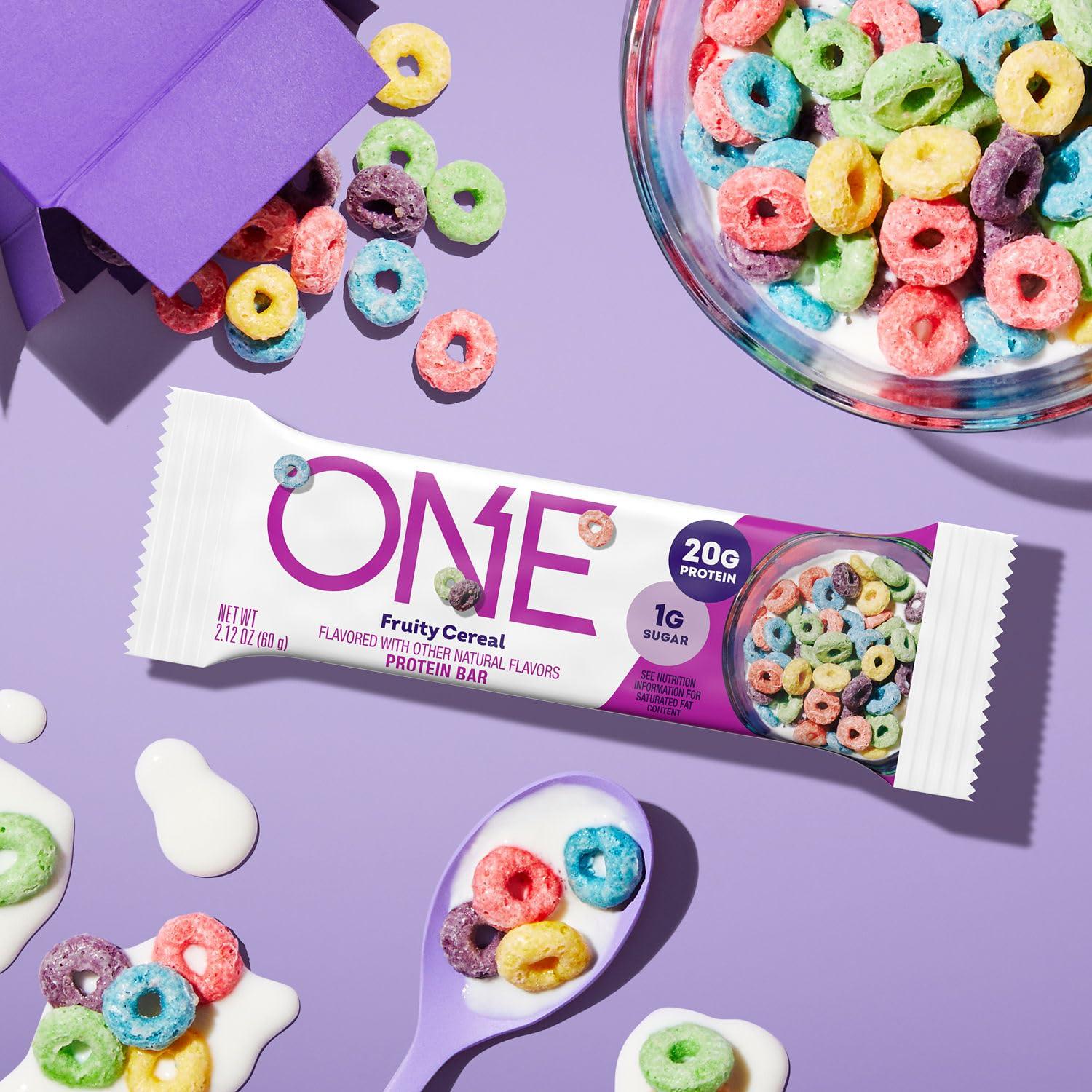 imageONE Protein Bars Blueberry Cobbler Gluten Free with 20g Protein and 1g Sugar Pantry Staples 212 oz 12 CountFruity Cereal
