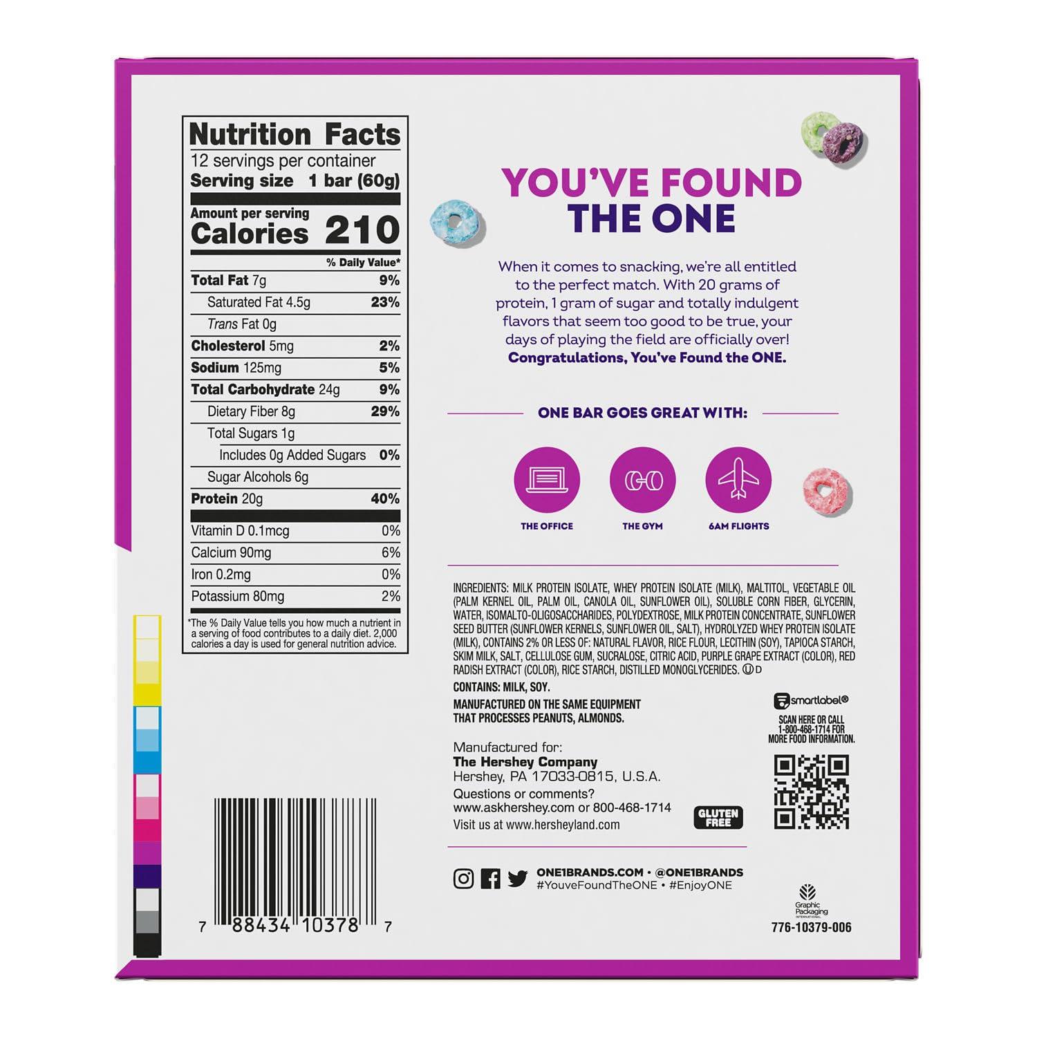 imageONE Protein Bars Blueberry Cobbler Gluten Free with 20g Protein and 1g Sugar Pantry Staples 212 oz 12 CountFruity Cereal