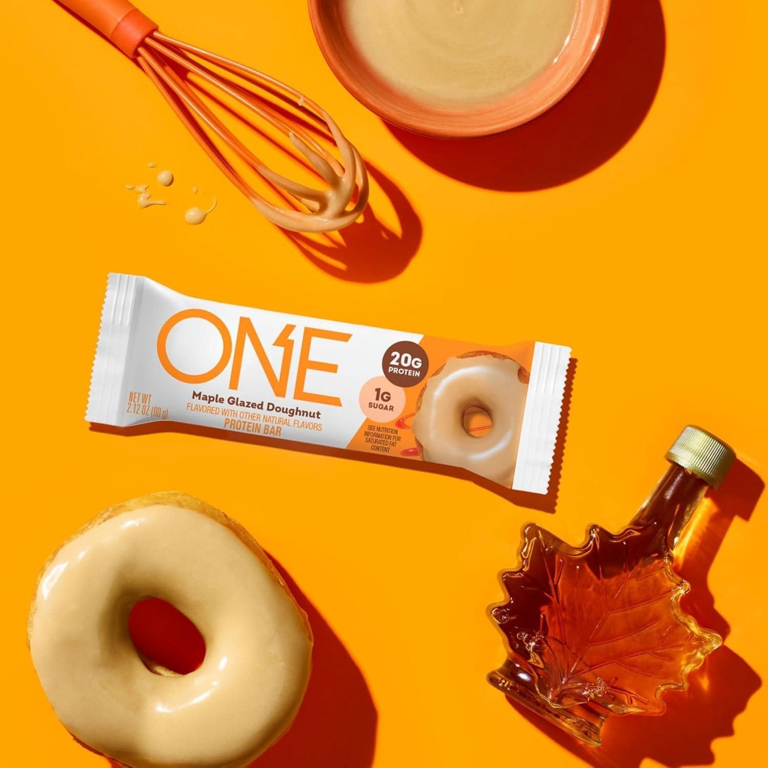 imageONE Protein Bars Blueberry Cobbler Gluten Free with 20g Protein and 1g Sugar Pantry Staples 212 oz 12 CountMaple Glazed Doughnut