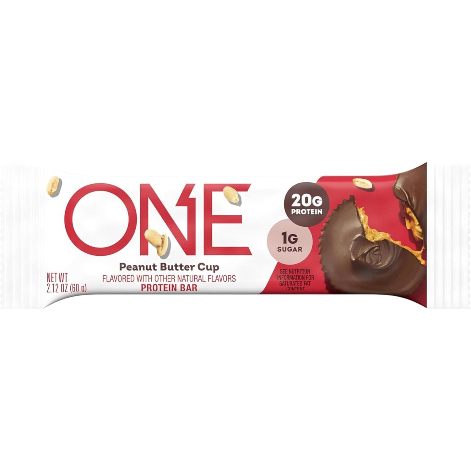 imageONE Protein Bars Blueberry Cobbler Gluten Free with 20g Protein and 1g Sugar Pantry Staples 212 oz 12 CountPeanut Butter Cup