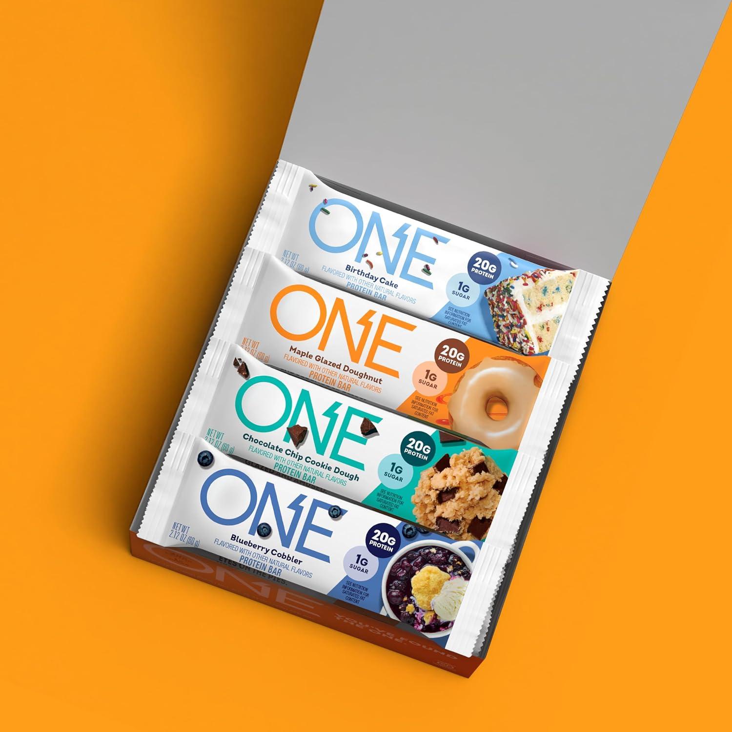imageONE Protein Bars Blueberry Cobbler Gluten Free with 20g Protein and 1g Sugar Pantry Staples 212 oz 12 CountSampler Variety Pack