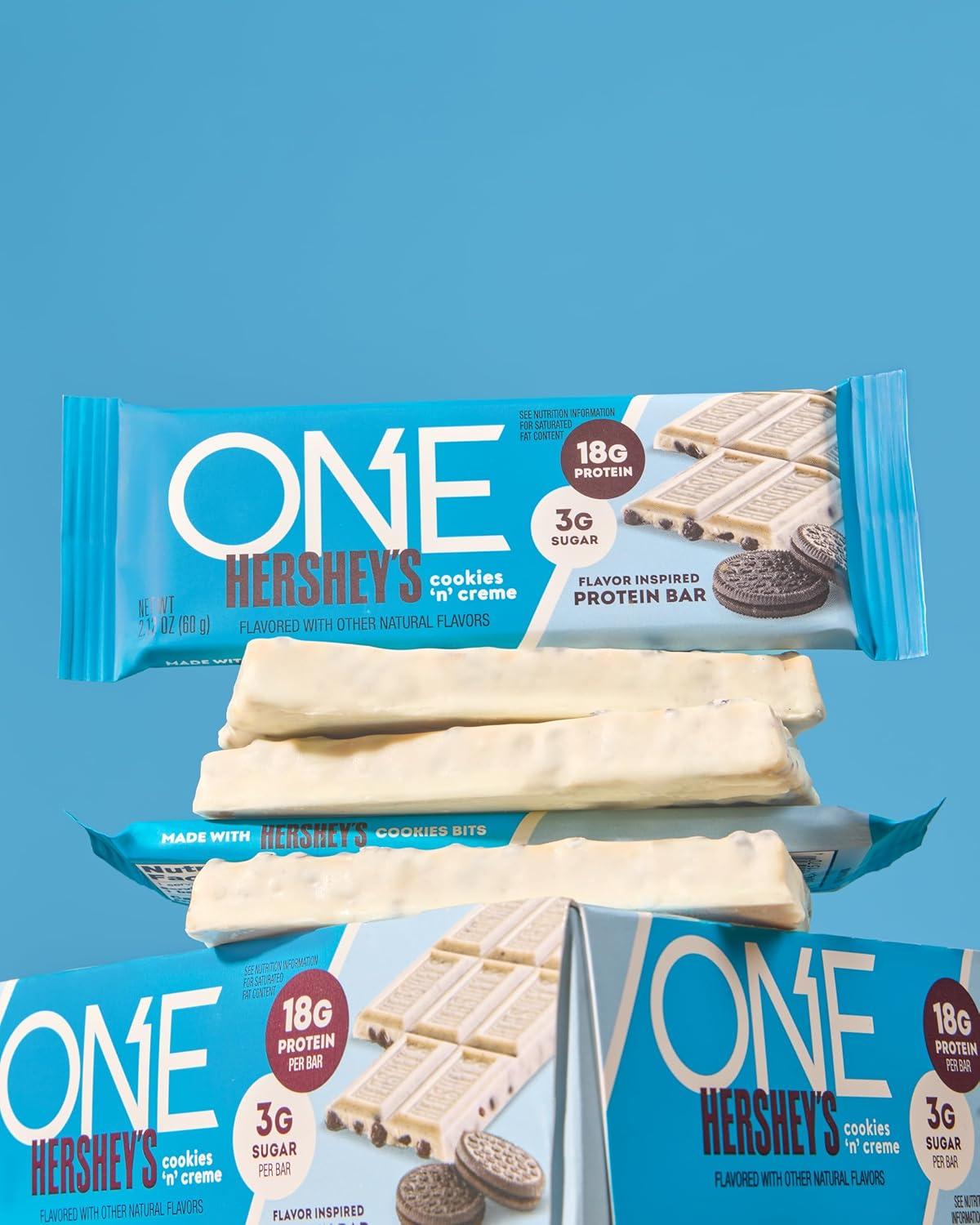 imageONE Protein Bars Hersheys Cookies n Creme Gluten Free with 18g Protein and 3g Sugar Pantry Staples 212 oz 12 CountHersheys Cookies n Crme