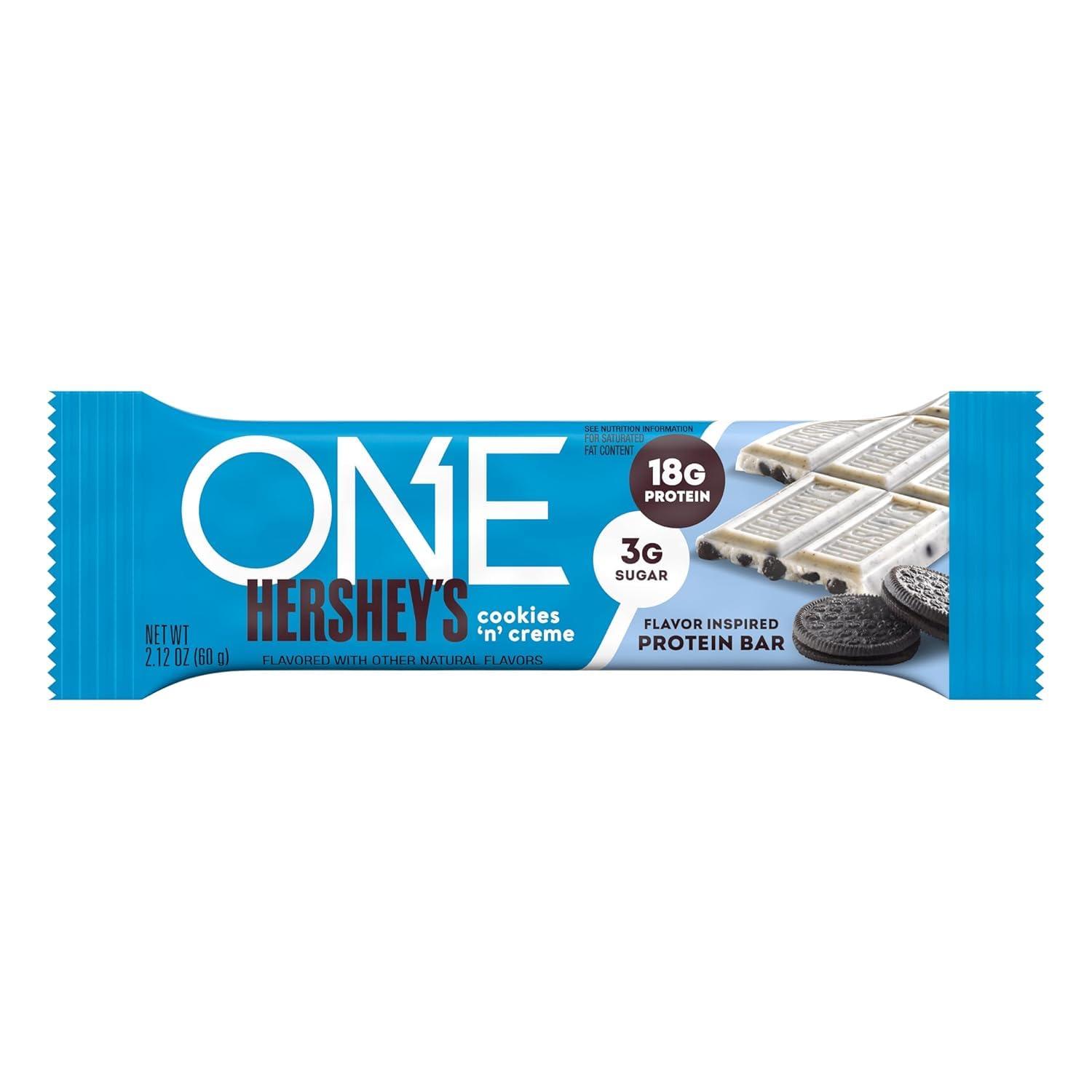 imageONE Protein Bars Hersheys Cookies n Creme Gluten Free with 18g Protein and 3g Sugar Pantry Staples 212 oz 12 CountHersheys Cookies n Crme