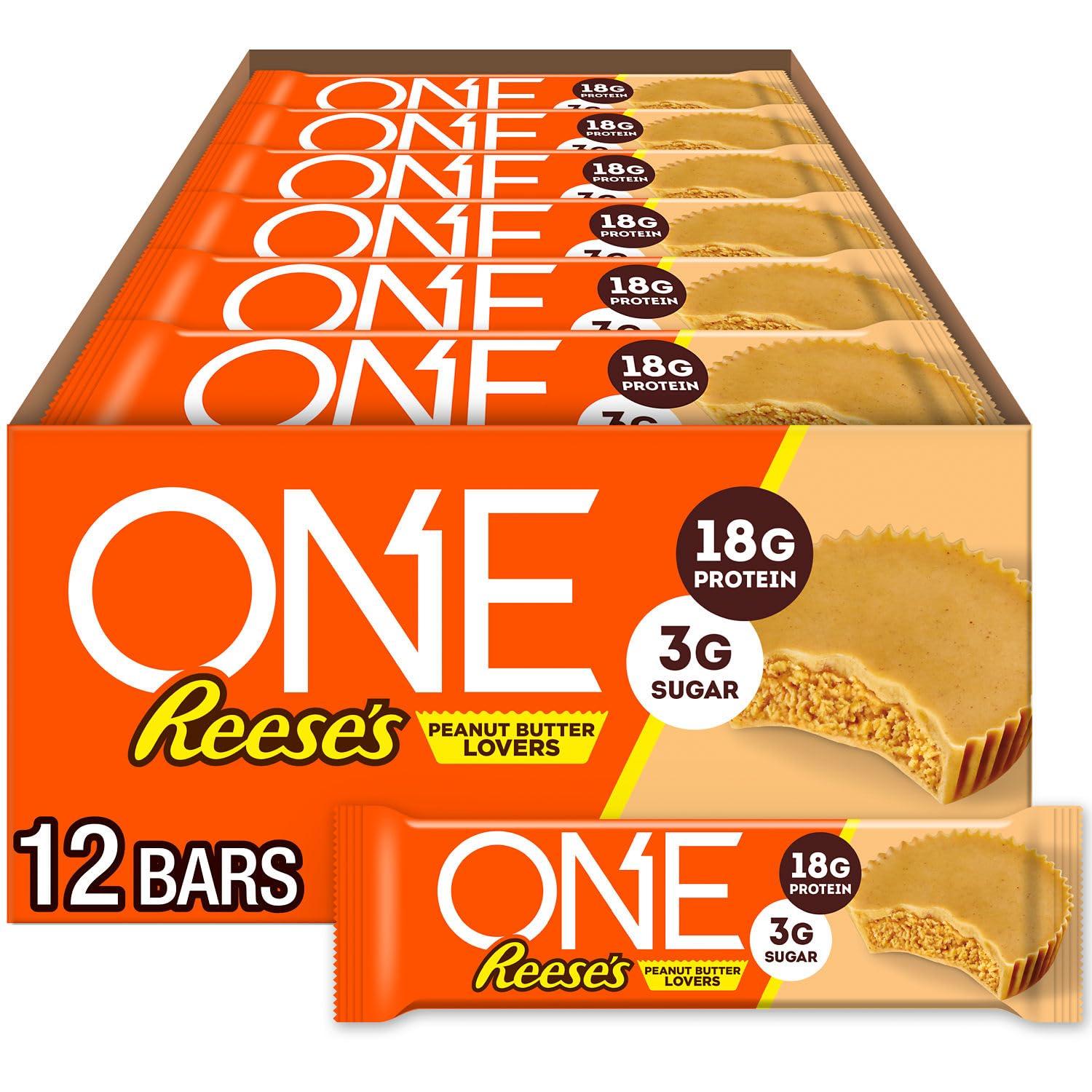 imageONE Protein Bars Hersheys Cookies n Creme Gluten Free with 18g Protein and 3g Sugar Pantry Staples 212 oz 12 CountReeses Peanut Butter Lover