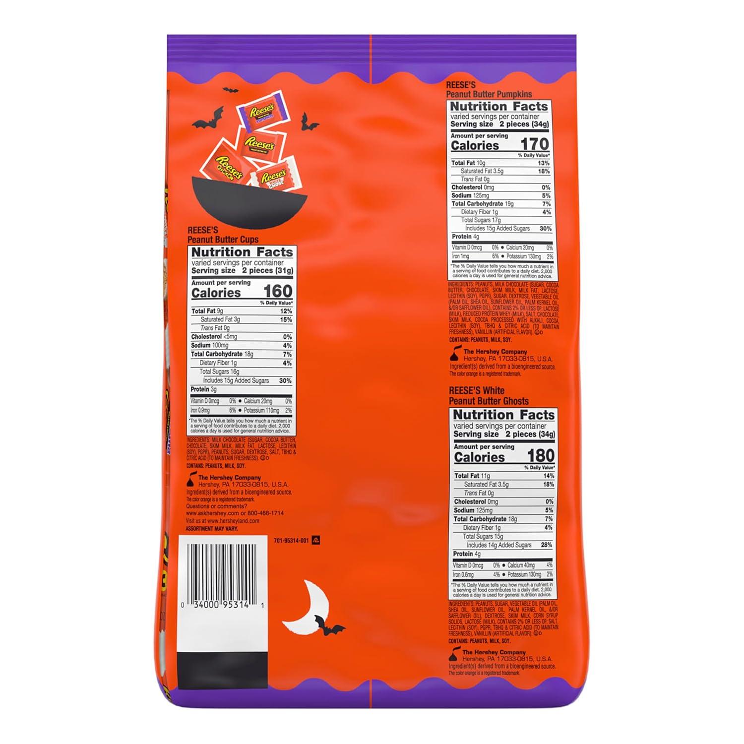 imageREESES Assorted Flavored Snack Size Peanut Butter Halloween Candy Bag 3045 oz 55 PiecesBundle Pack of 2