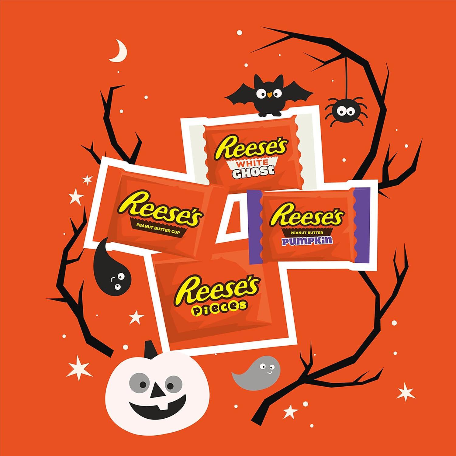 imageREESES Assorted Flavored Snack Size Peanut Butter Halloween Candy Bag 3045 oz 55 PiecesBundle Pack of 2