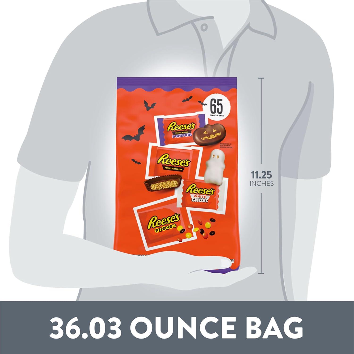 imageREESES Assorted Flavored Snack Size Peanut Butter Halloween Candy Bag 3045 oz 55 PiecesBundle Pack of 2