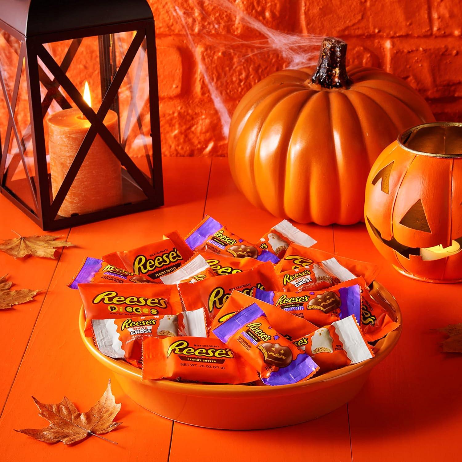 imageREESES Assorted Flavored Snack Size Peanut Butter Halloween Candy Bag 3045 oz 55 PiecesBundle Pack of 2