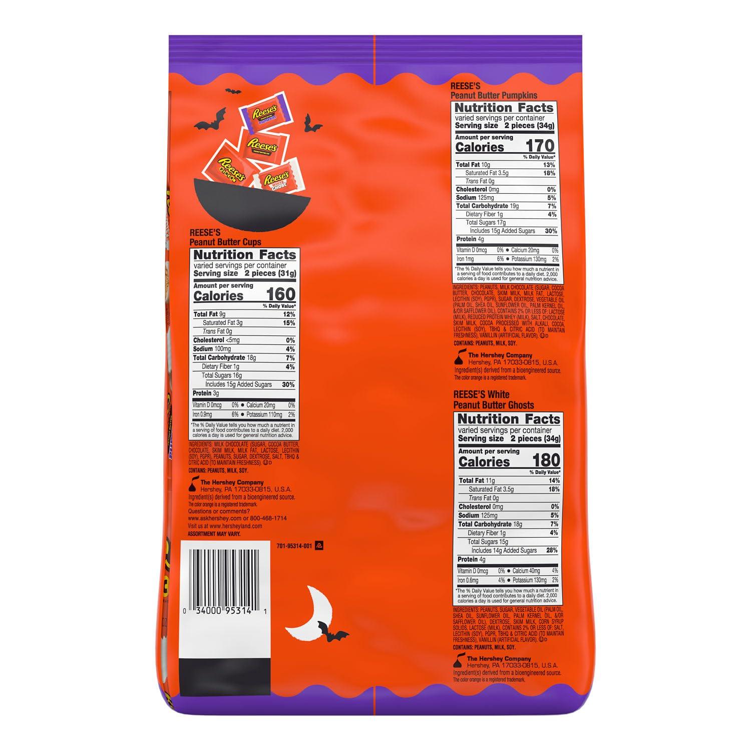 imageREESES Assorted Flavored Snack Size Peanut Butter Halloween Candy Bag 3045 oz 55 PiecesLovers Snack Size Assortment