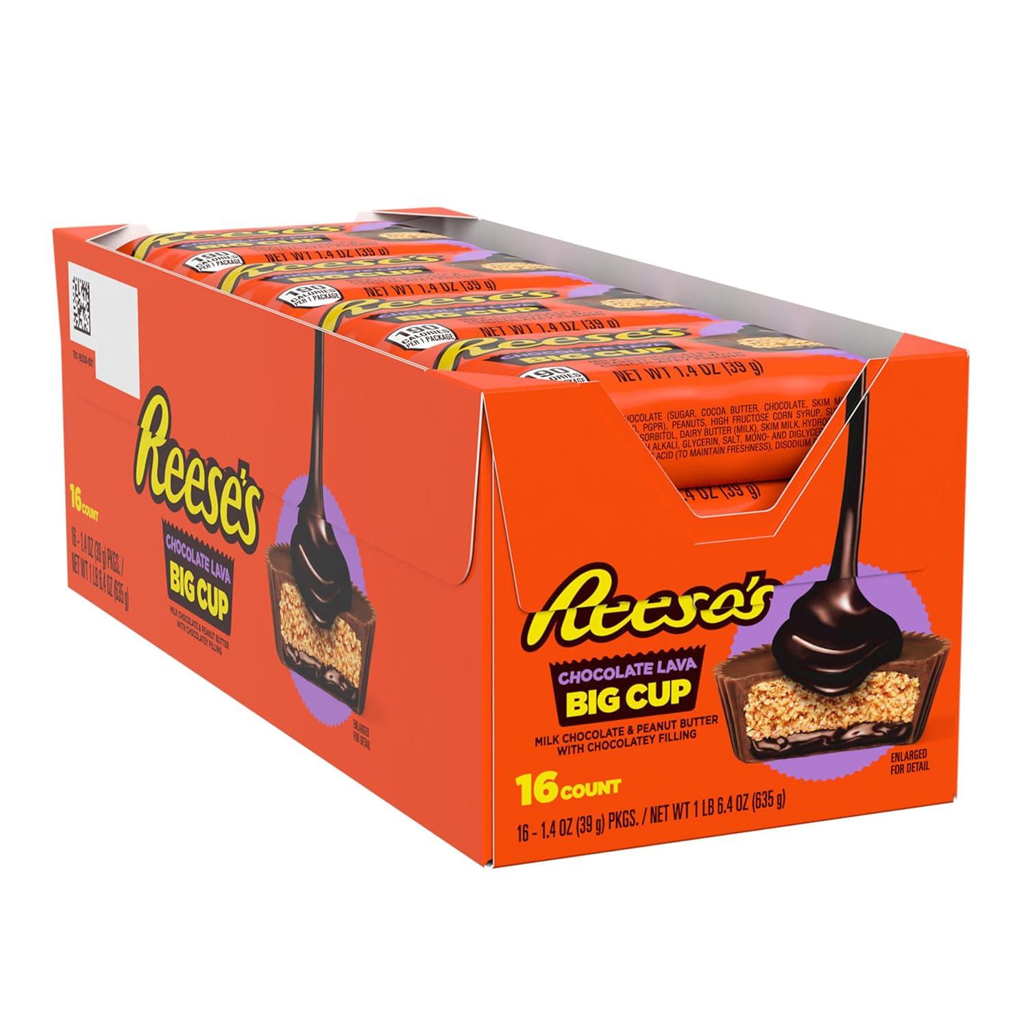 imageREESES Big Cup Chocolate Lava Milk Chocolate Peanut Butter Cups Candy Packs 14 oz 16 CountChocolate Lava Milk Chocolate