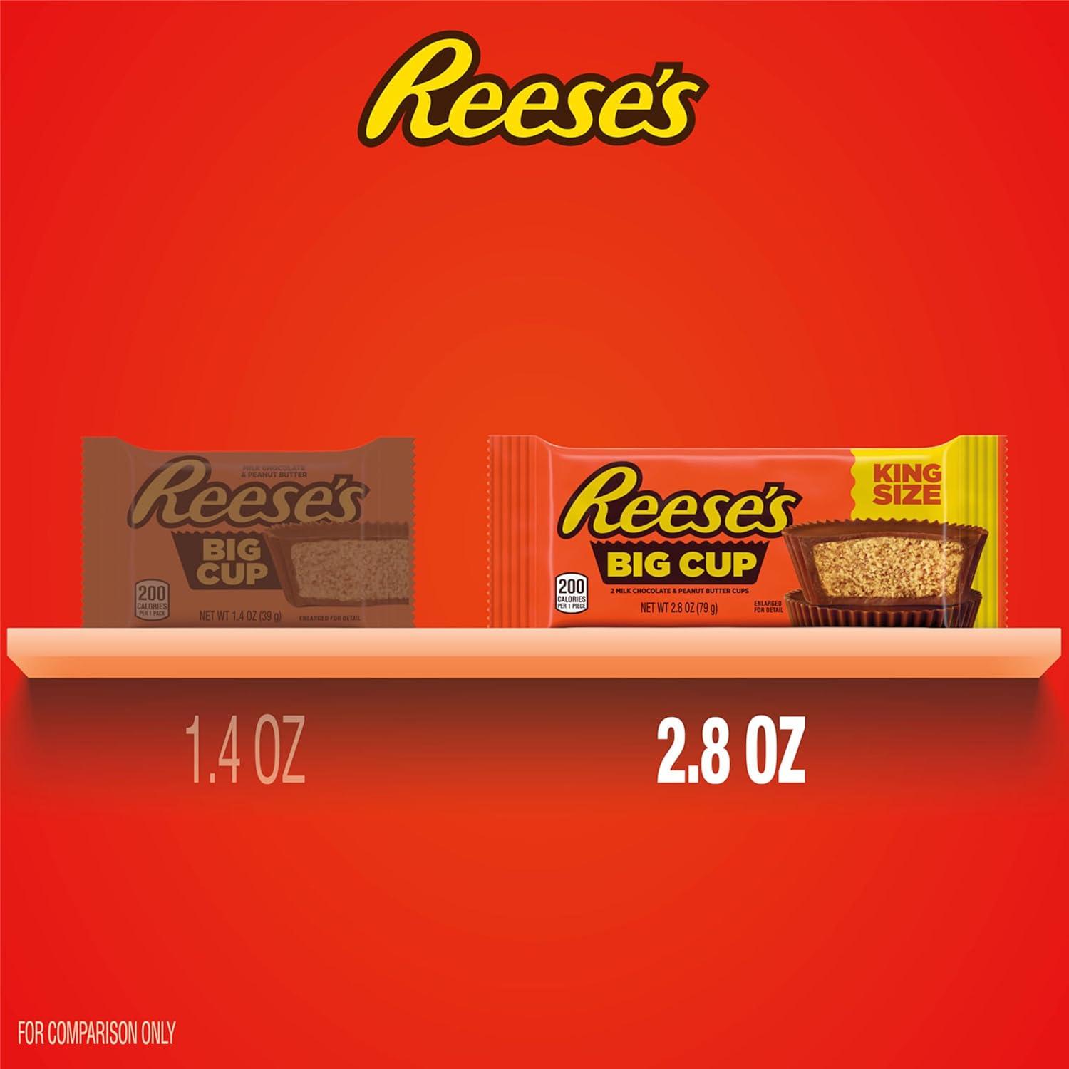 imageREESES Big Cup Milk Chocolate King Size Peanut Butter Cups Candy Packs 28 oz 16 Count