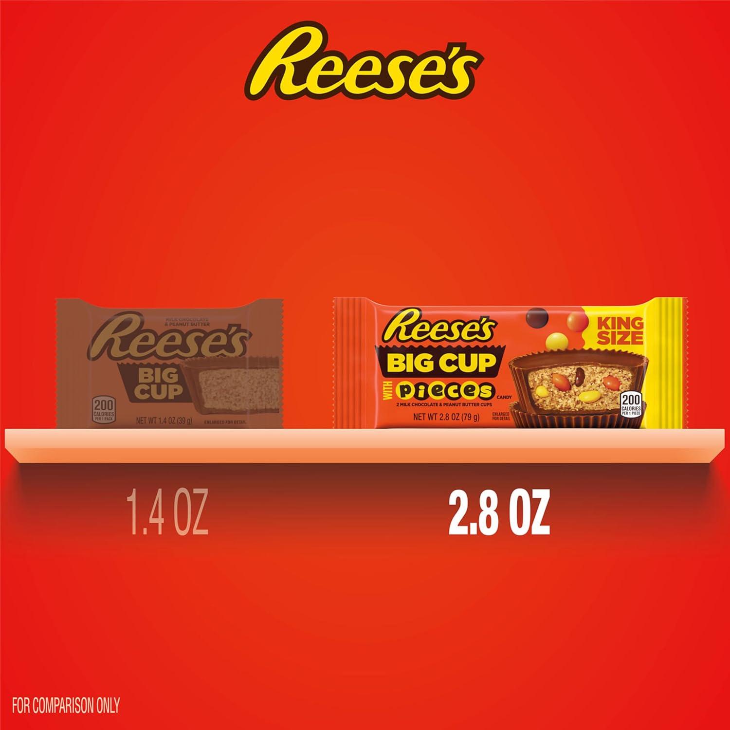 imageREESES Big Cup with Pieces Milk Chocolate King Size Peanut Butter Cups Candy Packs 28 oz 16 Count