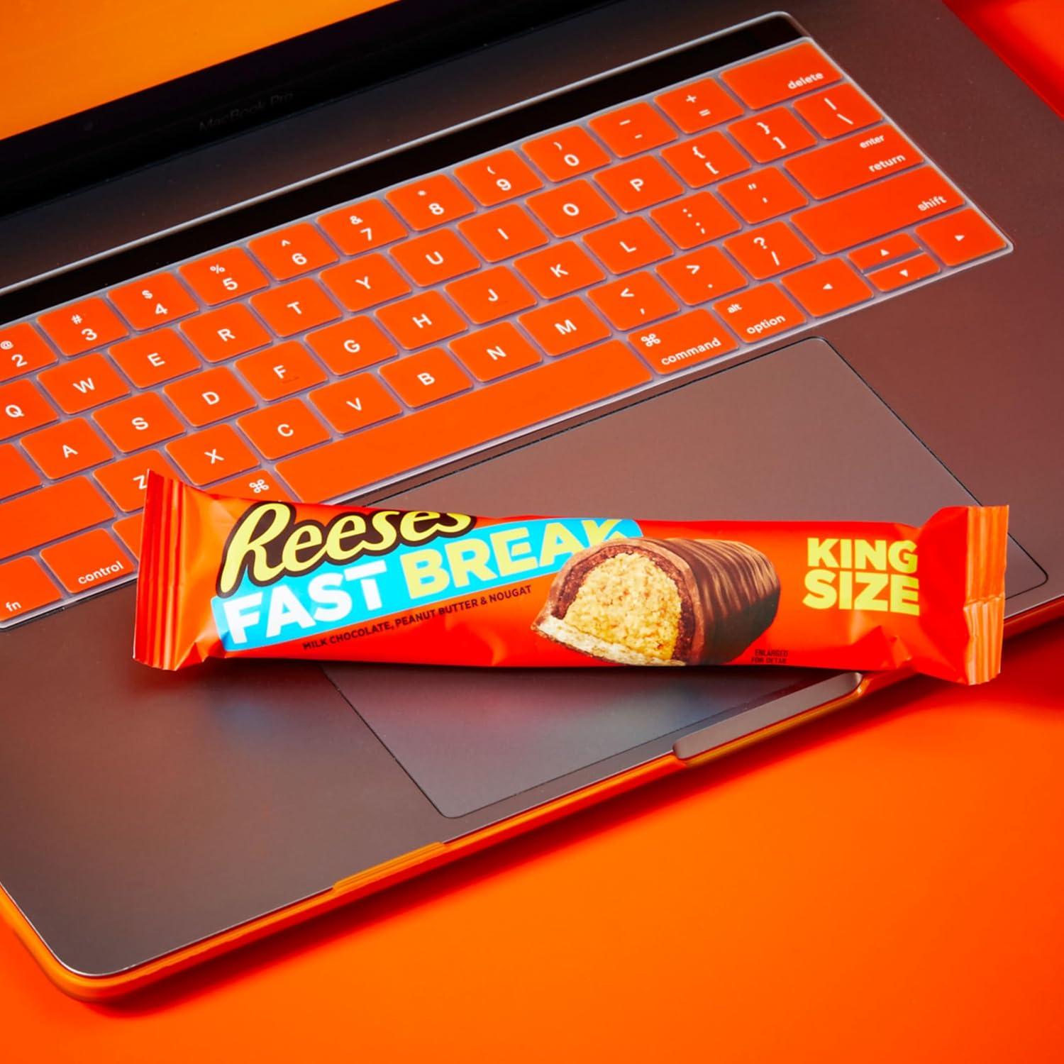 imageREESES FAST BREAK Chocolate Peanut Butter and Nougat King Size Candy Bars 35 oz 18 CountFast Break King Size