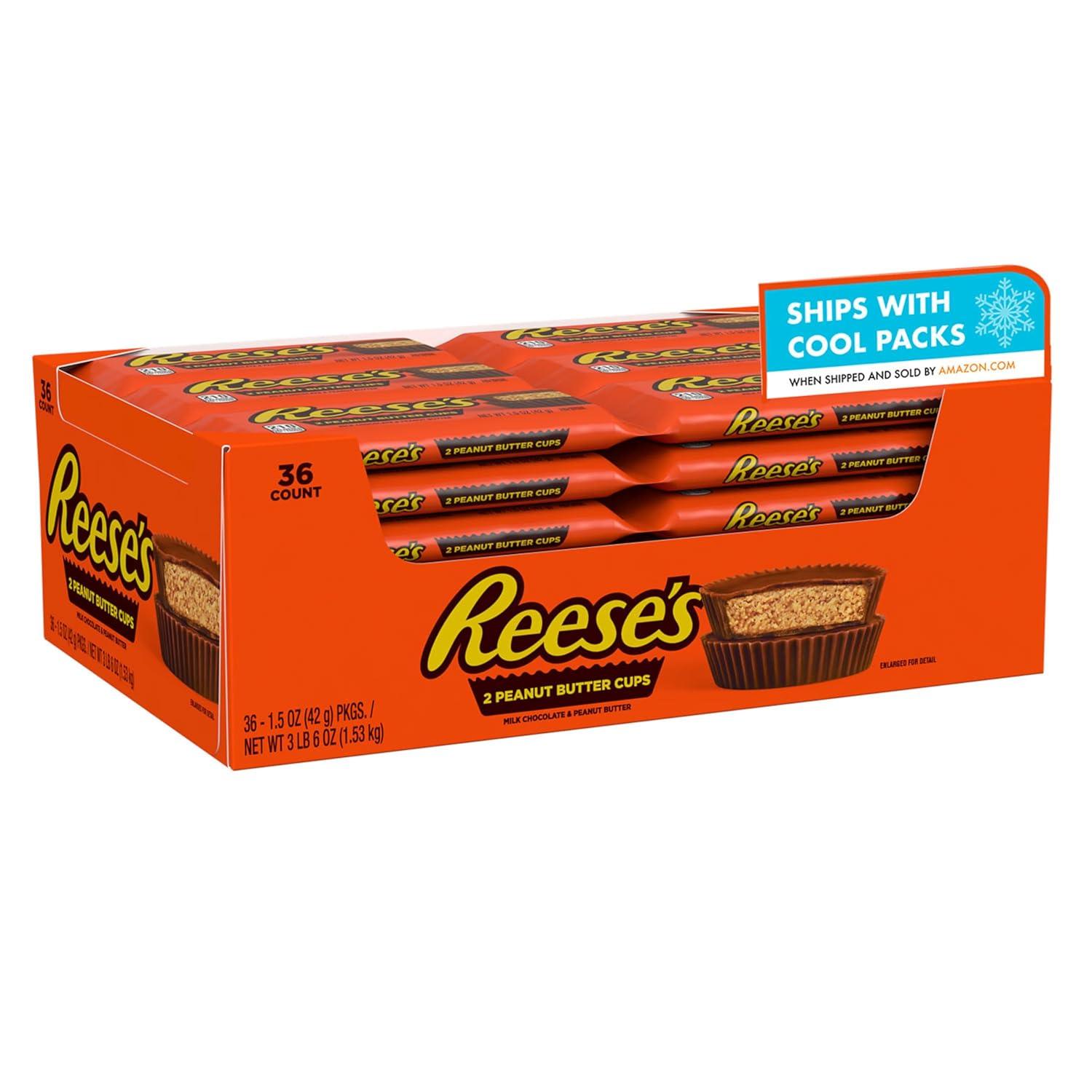 imageREESES Milk Chocolate Peanut Butter Cups Candy Packs Halloween Candy 15 oz 36 CountPeanut Butter