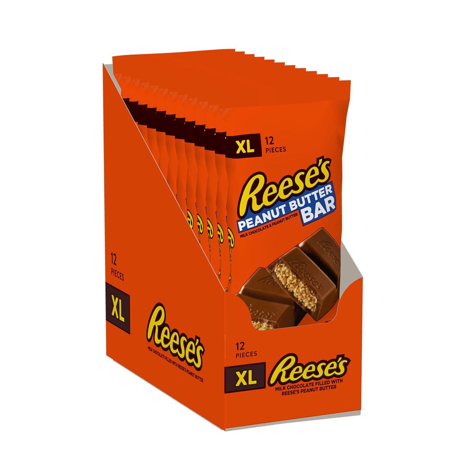 imageREESES Milk Chocolate Peanut Butter XL Candy Bars 425 oz 12 Count 12 PiecesMilk Chocolate Peanut Butter