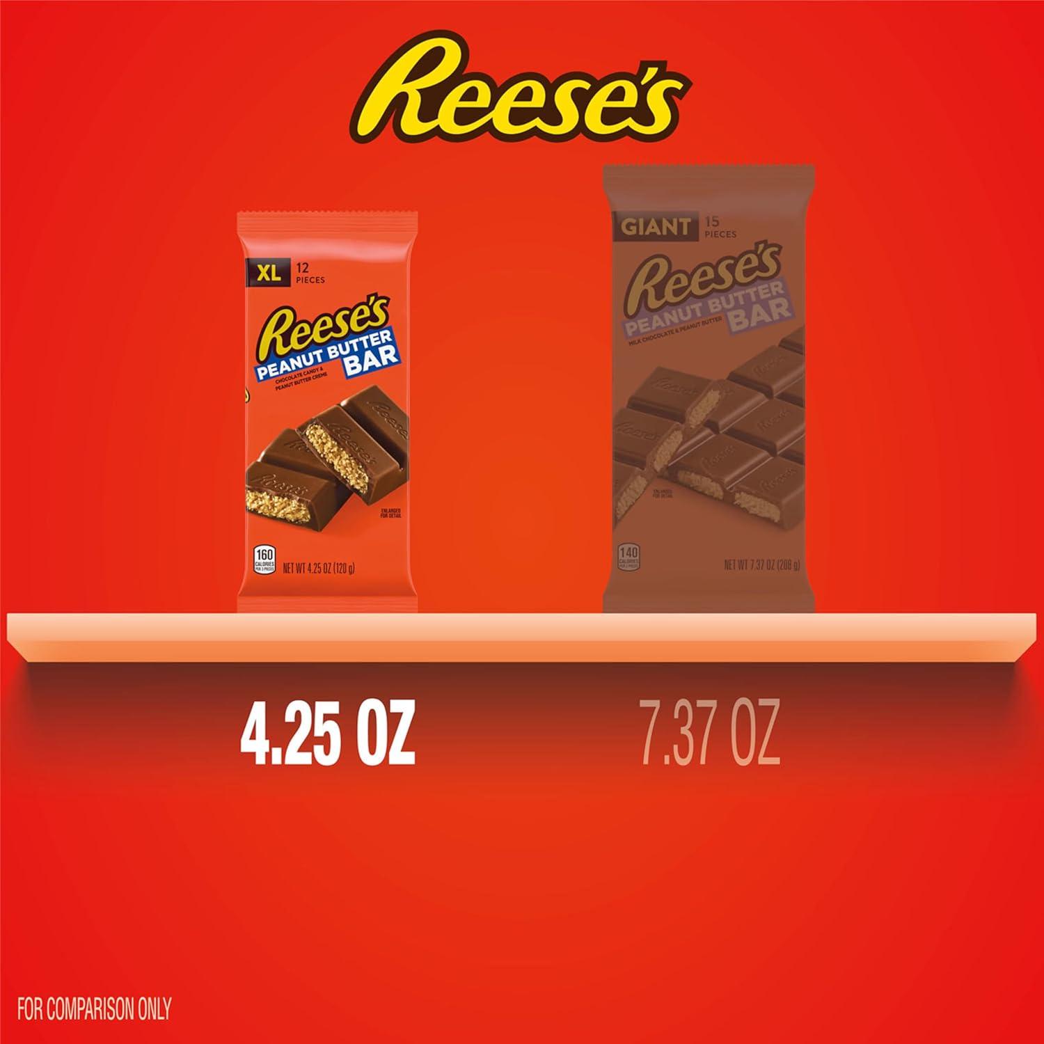 imageREESES Milk Chocolate Peanut Butter XL Candy Bars 425 oz 12 Count 12 PiecesPeanut Butter