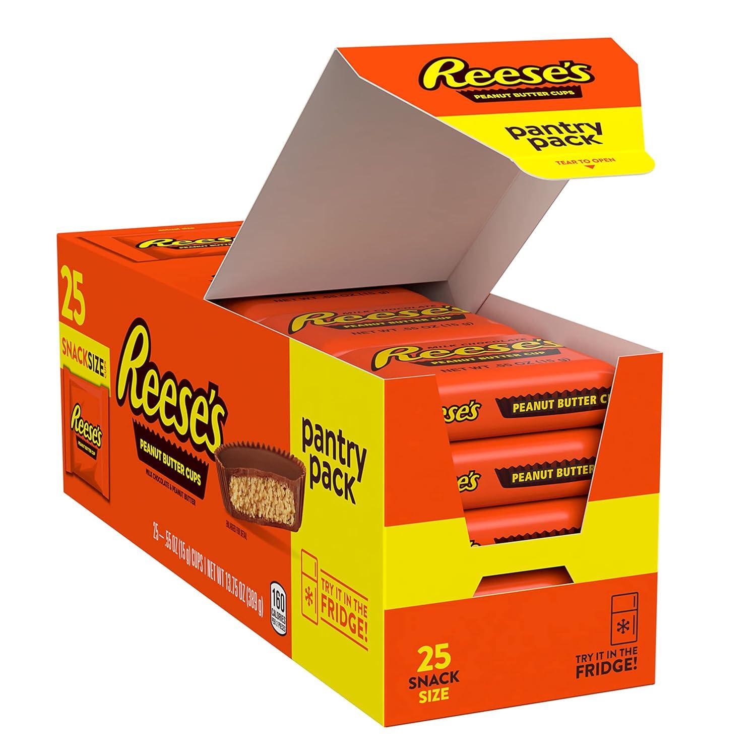 imageREESES Milk Chocolate Snack Size Peanut Butter Cups Candy Pantry Pack Halloween Candy 1375 oz 25 Pieces25 Count Pack of 1