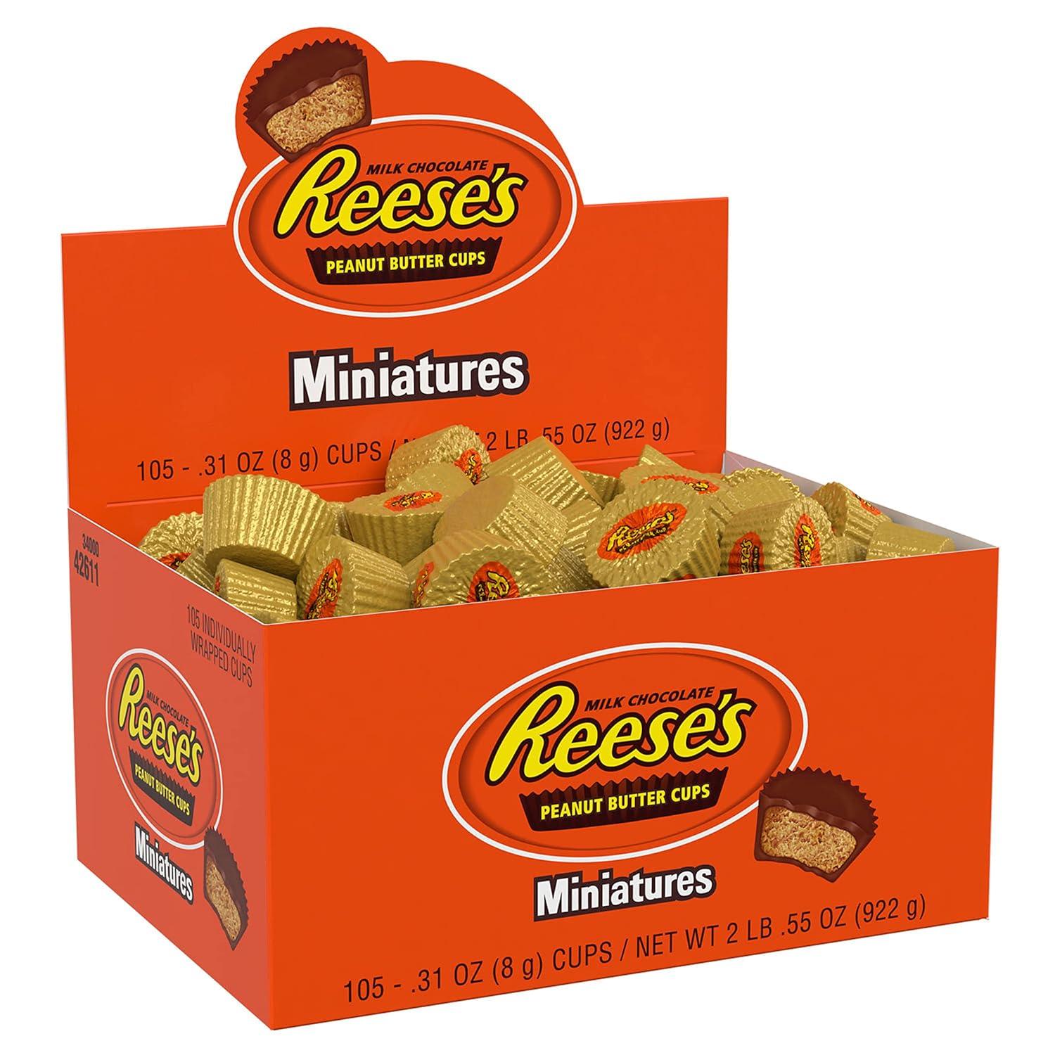 imageREESES Miniatures Milk Chocolate Peanut Butter Cups Candy Packs 031 oz 105 Pieces