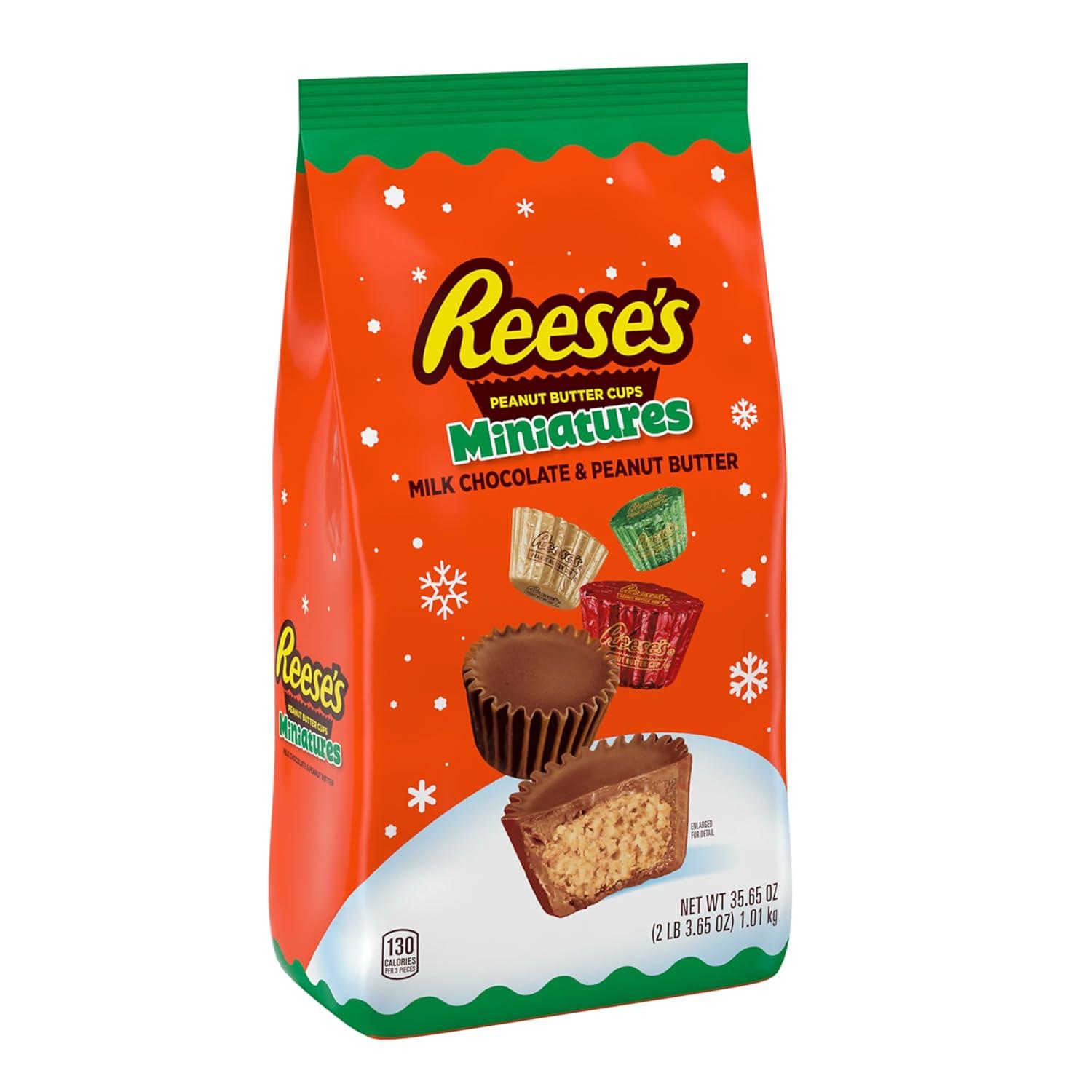 imageREESES Miniatures Milk Chocolate Peanut Butter Cups Christmas Candy Bag 171 ozPeanut Butter