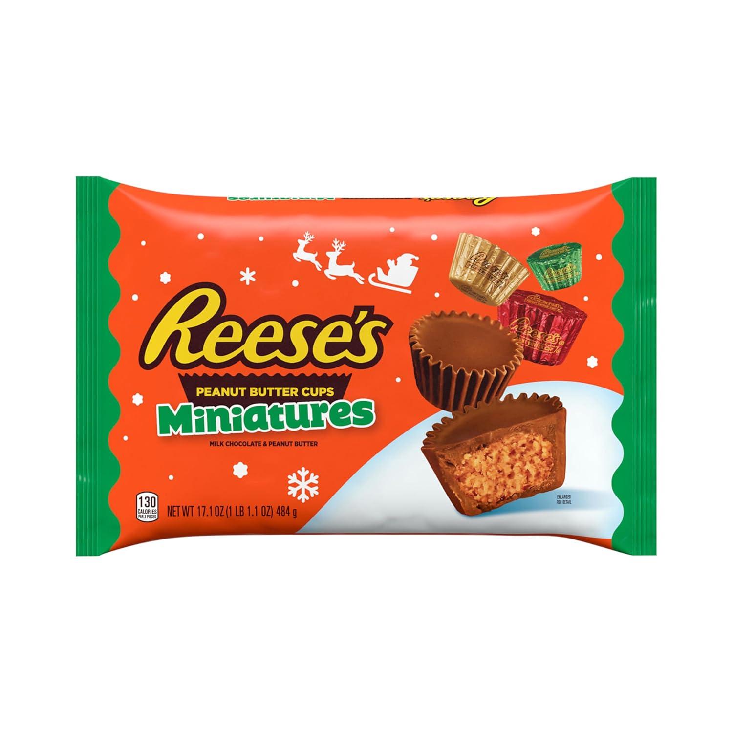 imageREESES Miniatures Milk Chocolate Peanut Butter Cups Christmas Candy Bag 171 ozPeanut Butter