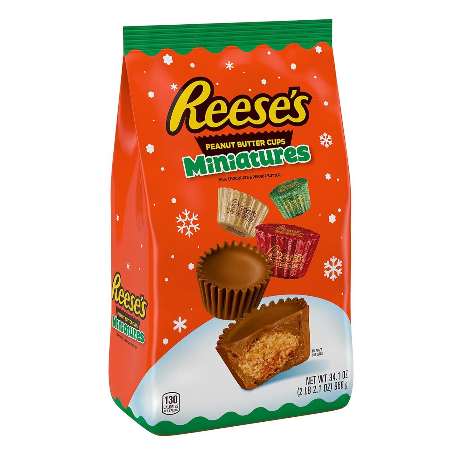 imageREESES Miniatures Milk Chocolate Peanut Butter Cups Christmas Candy Bag 171 ozPeanut Butter
