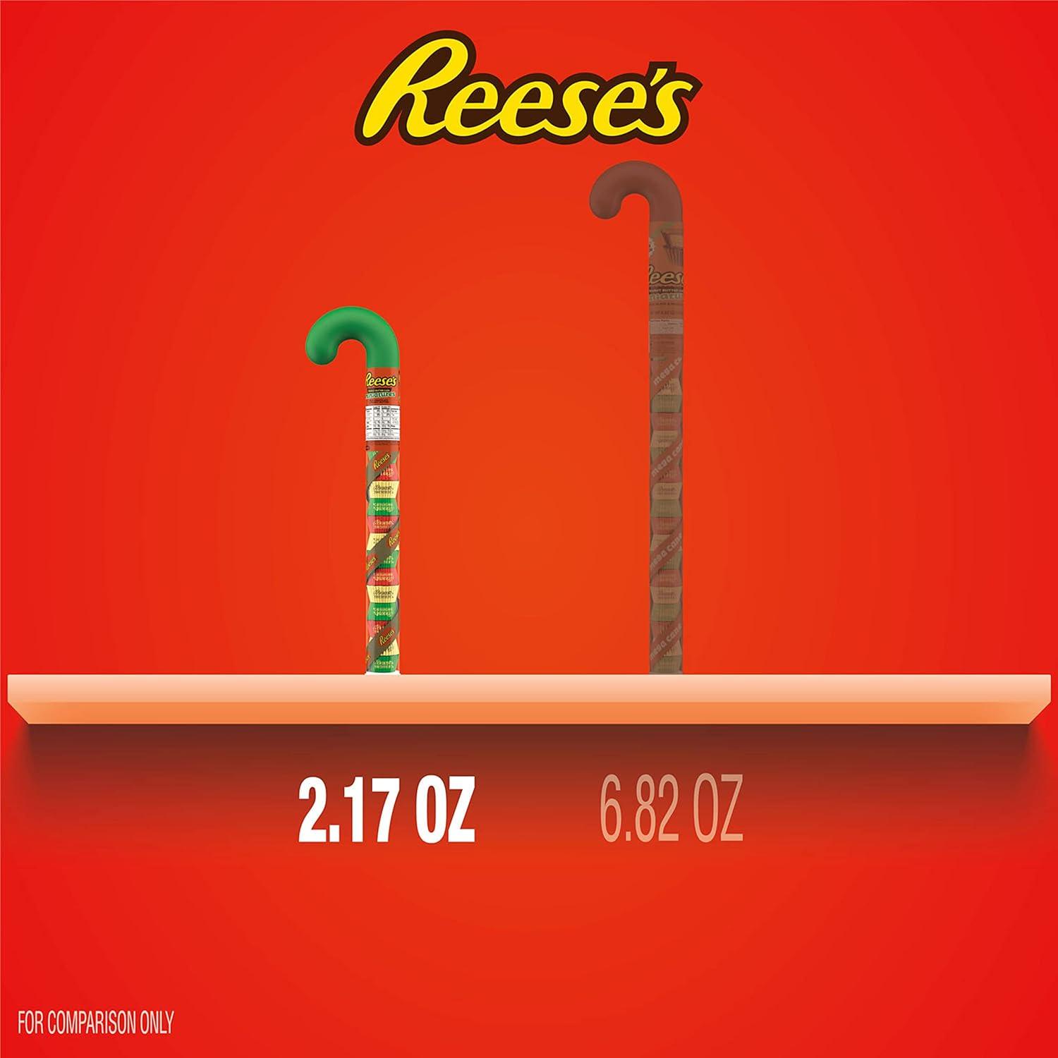 imageREESES Miniatures Milk Chocolate Peanut Butter Cups Christmas Candy Plastic Cane 217 ozMilk Chocolate