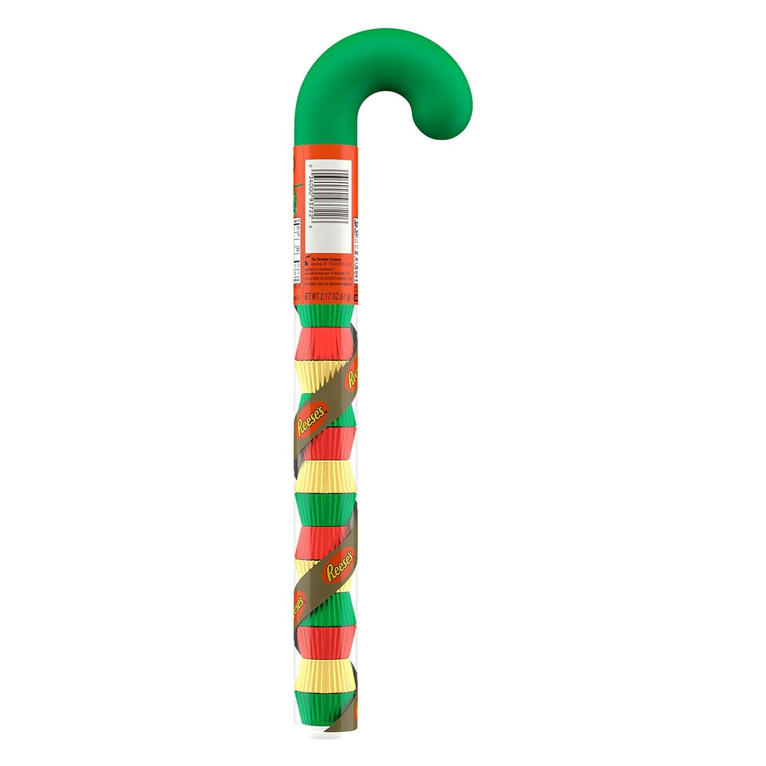 imageREESES Miniatures Milk Chocolate Peanut Butter Cups Christmas Candy Plastic Cane 217 ozMilk Chocolate