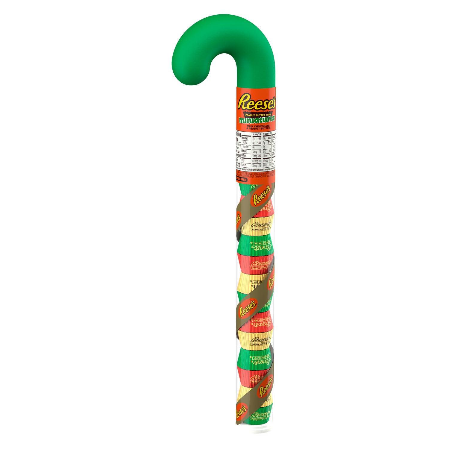 imageREESES Miniatures Milk Chocolate Peanut Butter Cups Christmas Candy Plastic Cane 217 ozPeanutButter