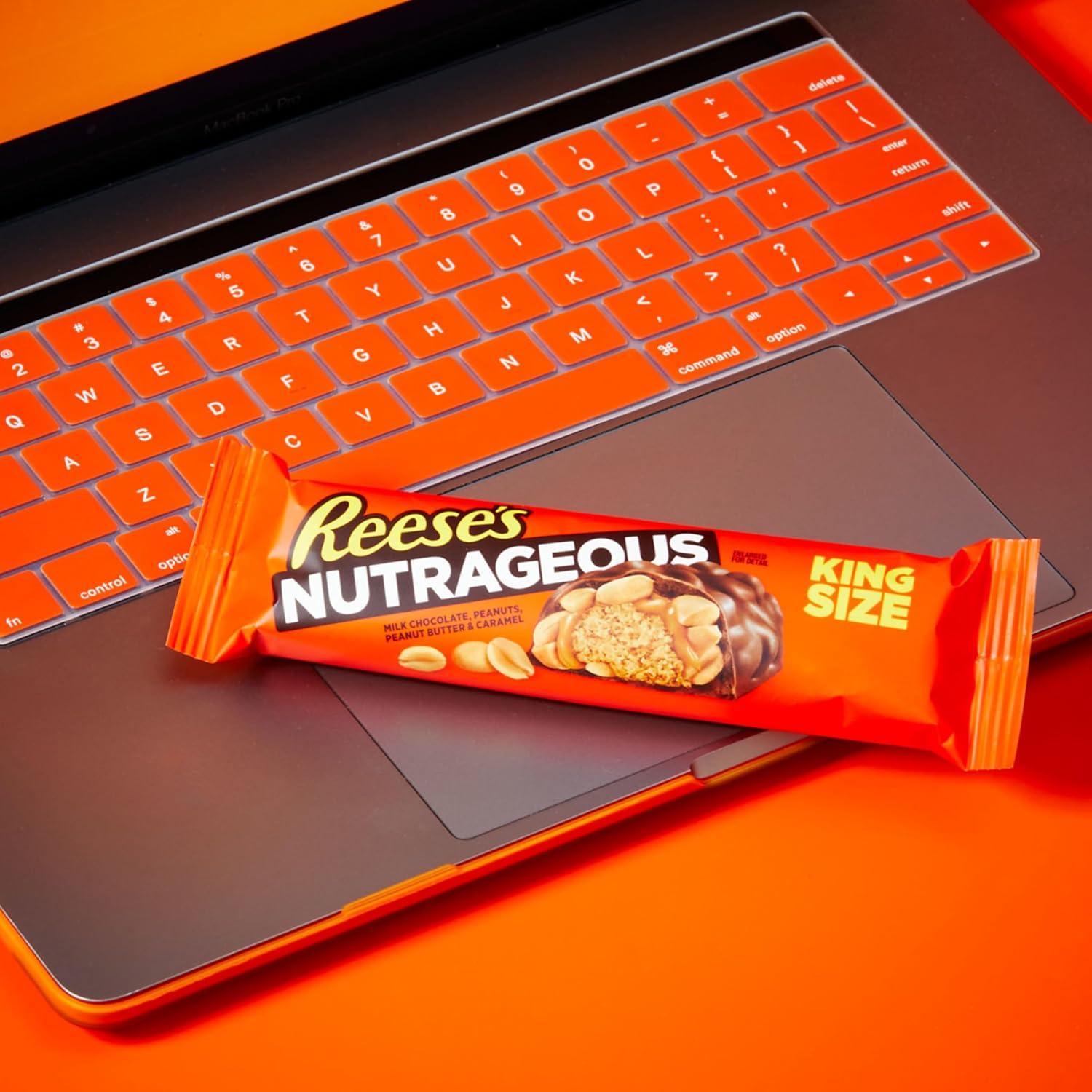 imageREESES NUTRAGEOUS Chocolate Peanut Butter Caramel and Peanut King Size Candy Bars 31 oz 18 Count