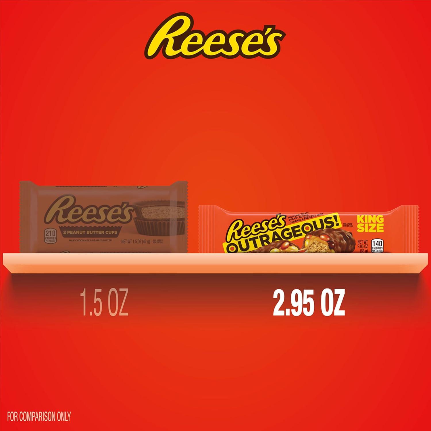 imageREESES OUTRAGEOUS Peanut Butter Caramel and PIECES King Size Candy Bars 295 oz 18 Count