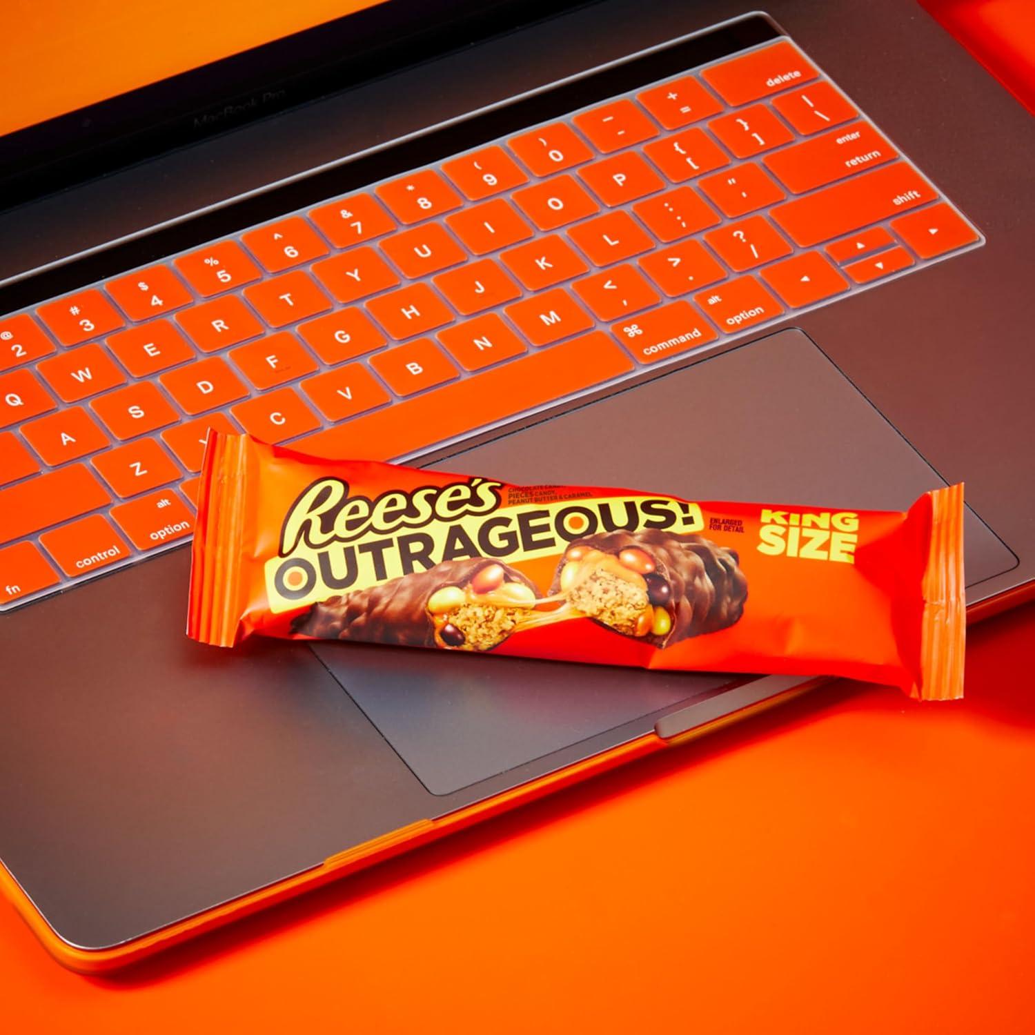 imageREESES OUTRAGEOUS Peanut Butter Caramel and PIECES King Size Candy Bars 295 oz 18 Count