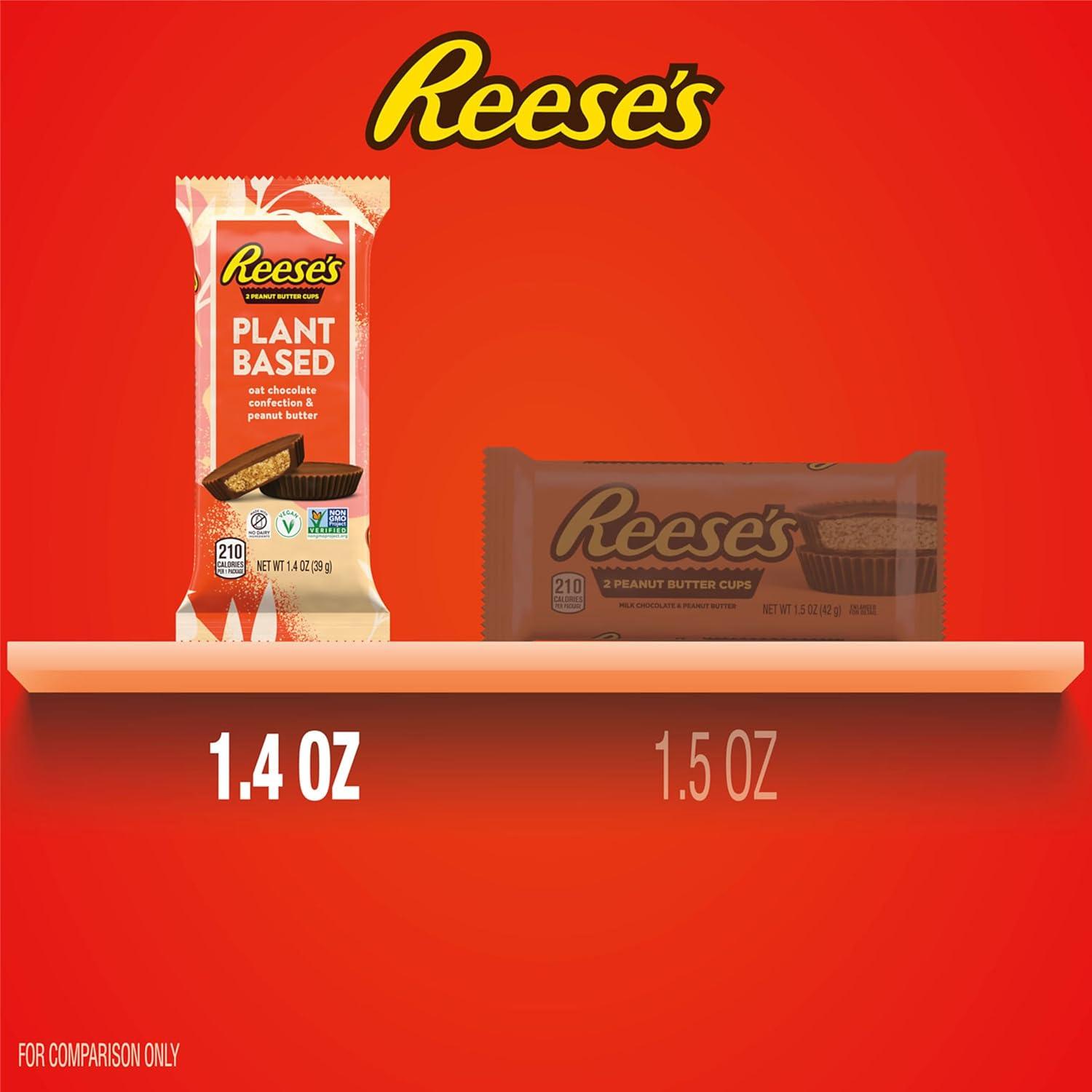 imageREESES Plant Based Oat Chocolate Confection Peanut Butter Cups Candy Packs 14 oz 12 Count
