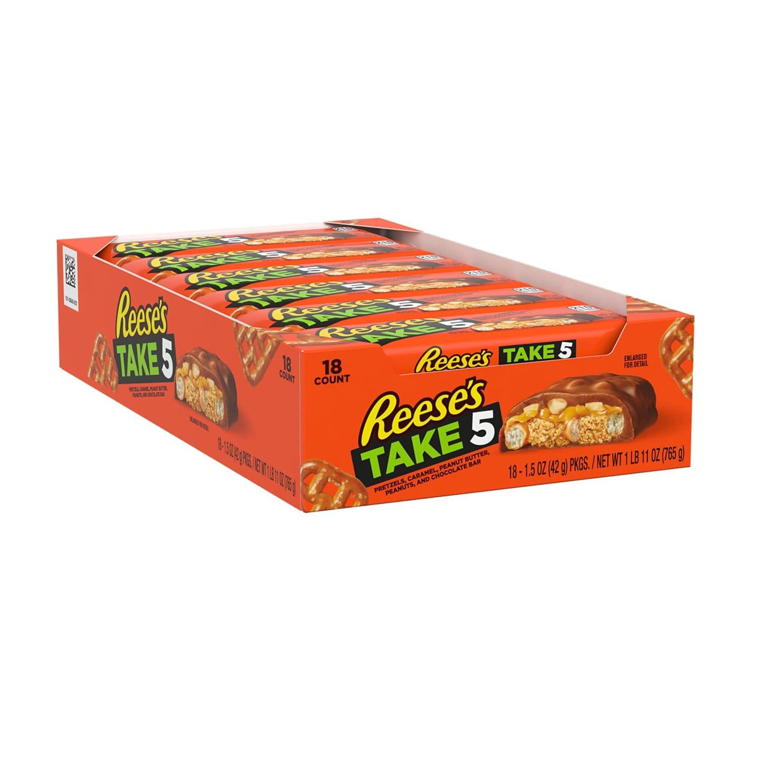 imageREESES TAKE 5 Pretzel Peanut and Chocolate Candy Bars 15 oz 18 Count